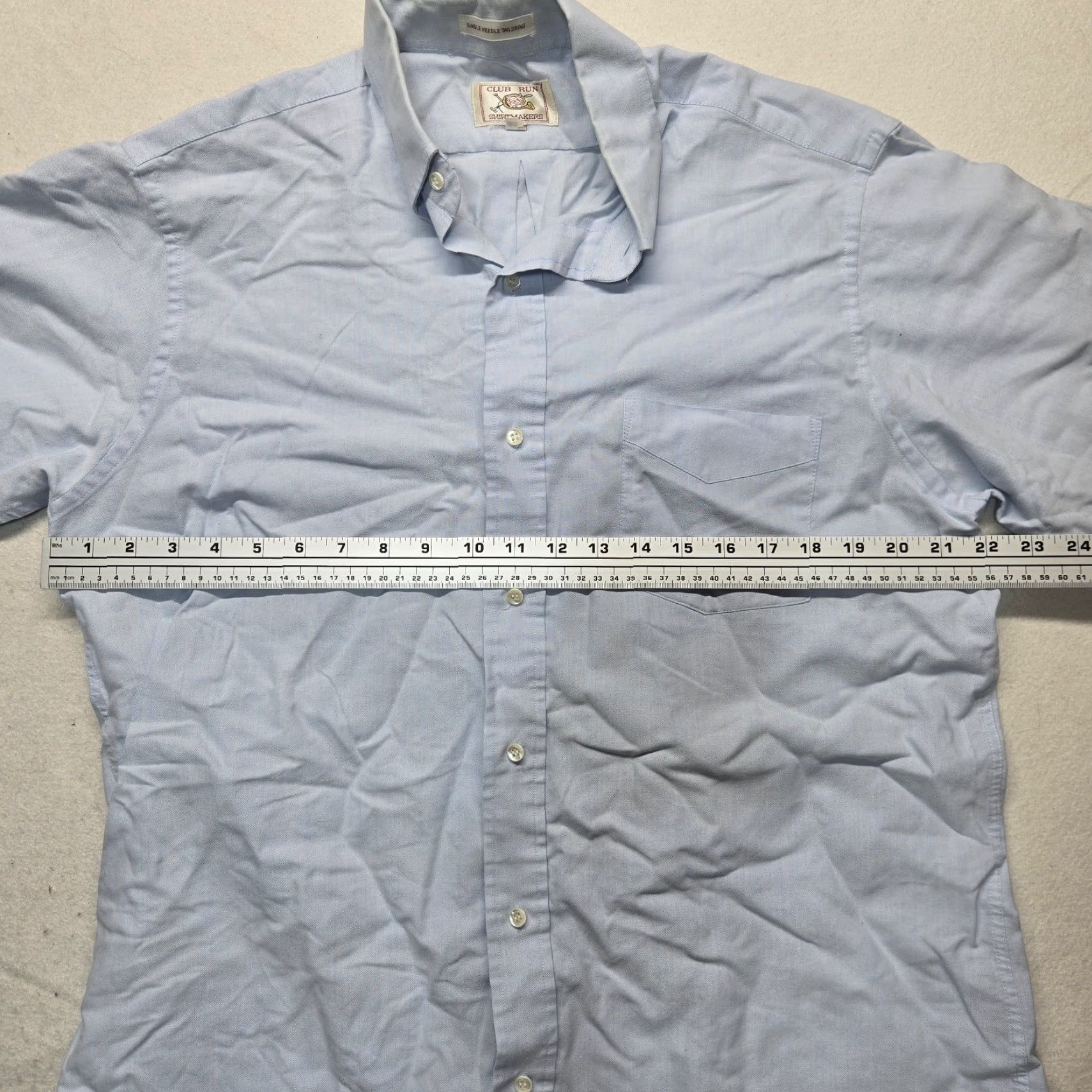 Vintage Club Run Shirtmakers Solid Blue Button Up Short Sleeve Adult Men's Size 17 Shirt Run Club Solid Blue Button Up Short Sleeve Men’s 17 Size Adult Size US M / EU 48-50 / 2 - 4 Thumbnail