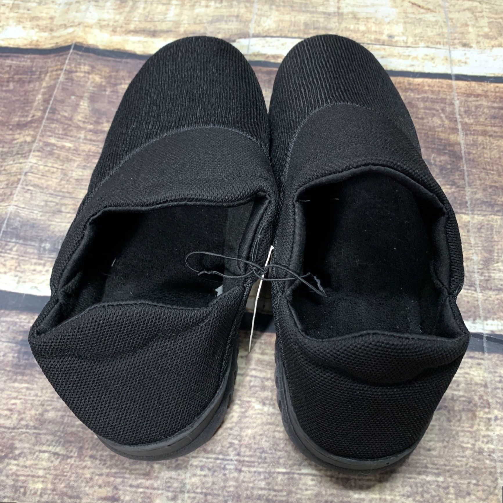 Vintage WFL Memory Foam Men Moccasin Slippers Indoor Outdoor Breathable Lightweight Slip-On Shoes Black 10 Mens Size ONE SIZE - 4 Thumbnail