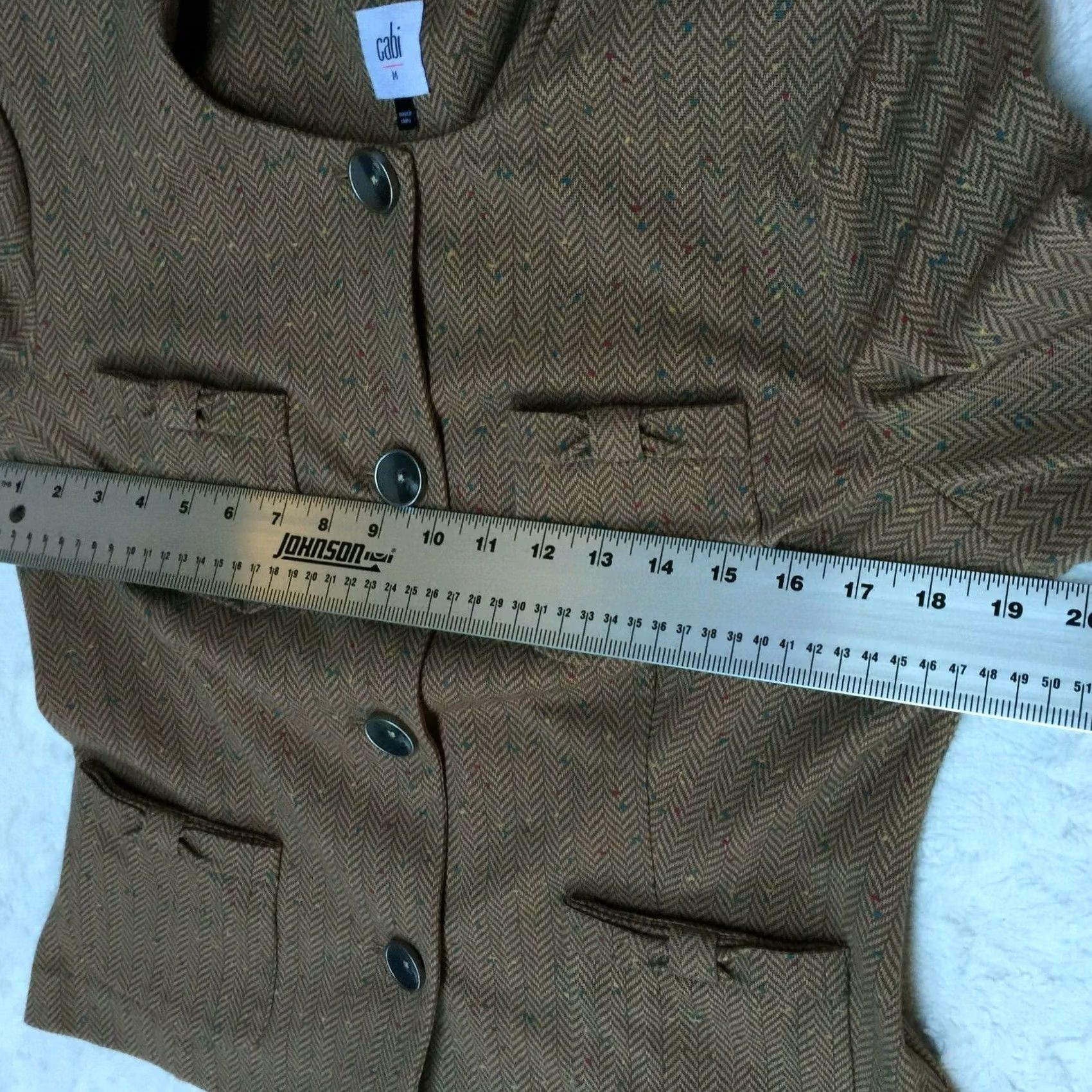 Vintage CAbi 3170 Womens Medium Penny Blazer Jacket Herringbone Brown Stretch Size M / US 6-8 / IT 42-44 - 7 Thumbnail