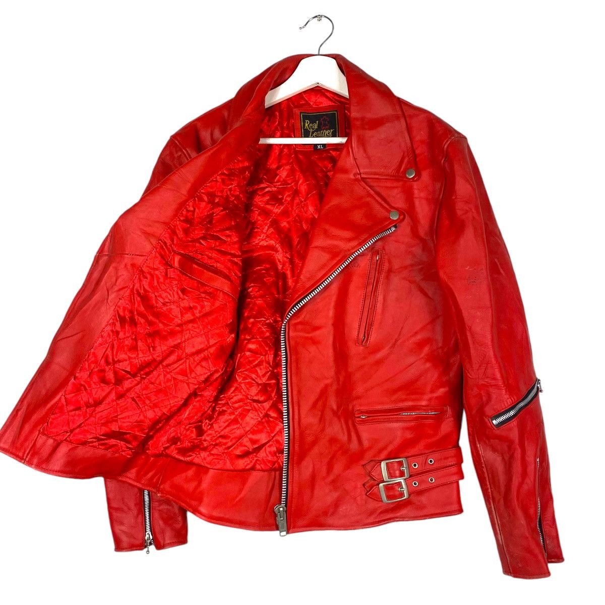 Vintage 💥90s REAL LEATHER BIKER JACKET Size US M / EU 48-50 / 2 - 6 Thumbnail
