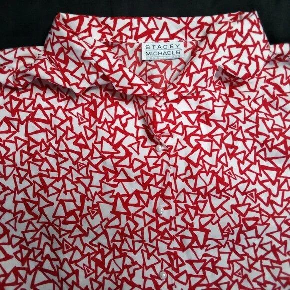 Vintage Vintage Stacey Michaels Triangles Polyester Disco Shirt Size XL / US 12-14 / IT 48-50 - 1 Thumbnail