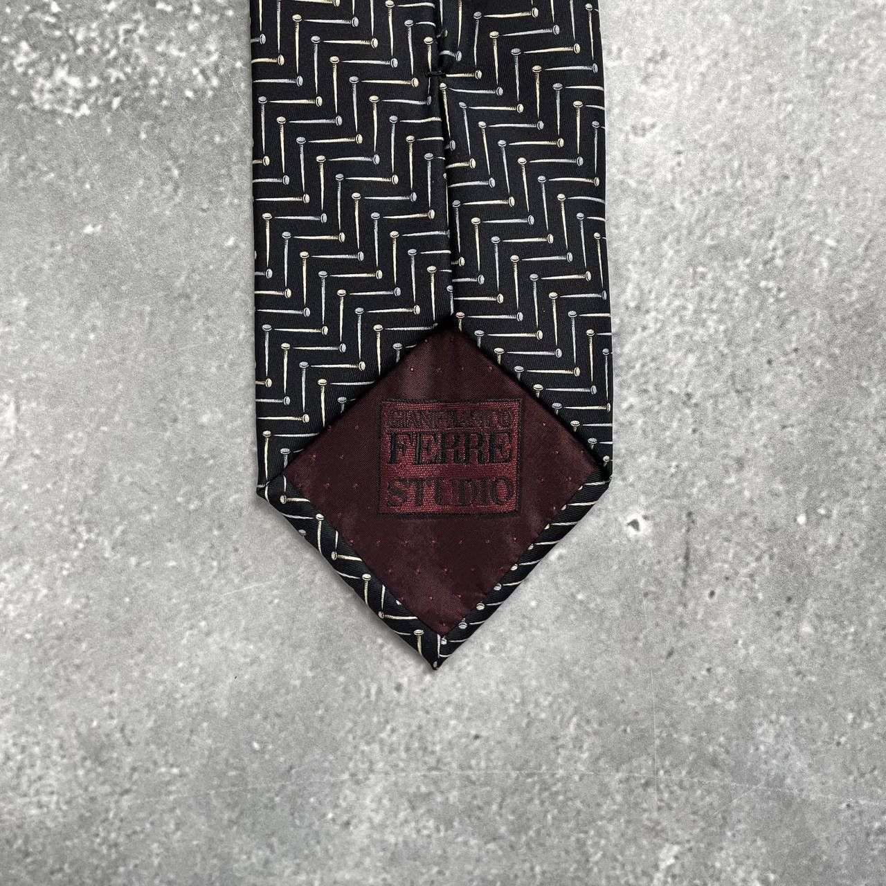 Designer × Gianfranco Ferre × Vintage Vintage Gianfranco Ferre Studio Nails Print Silk Tie Size ONE SIZE - 17 Thumbnail