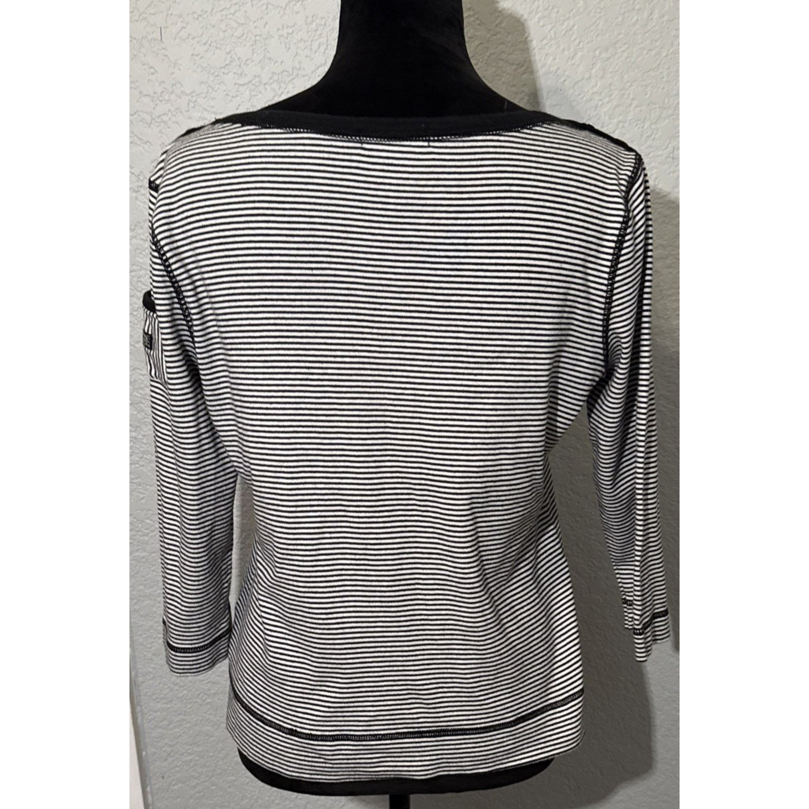 Lauren Ralph Lauren Vintage 90’s Lauren Ralph Lauren Bateau-Neck Tee Black White Size L / US 10 / IT 46 - 5 Thumbnail