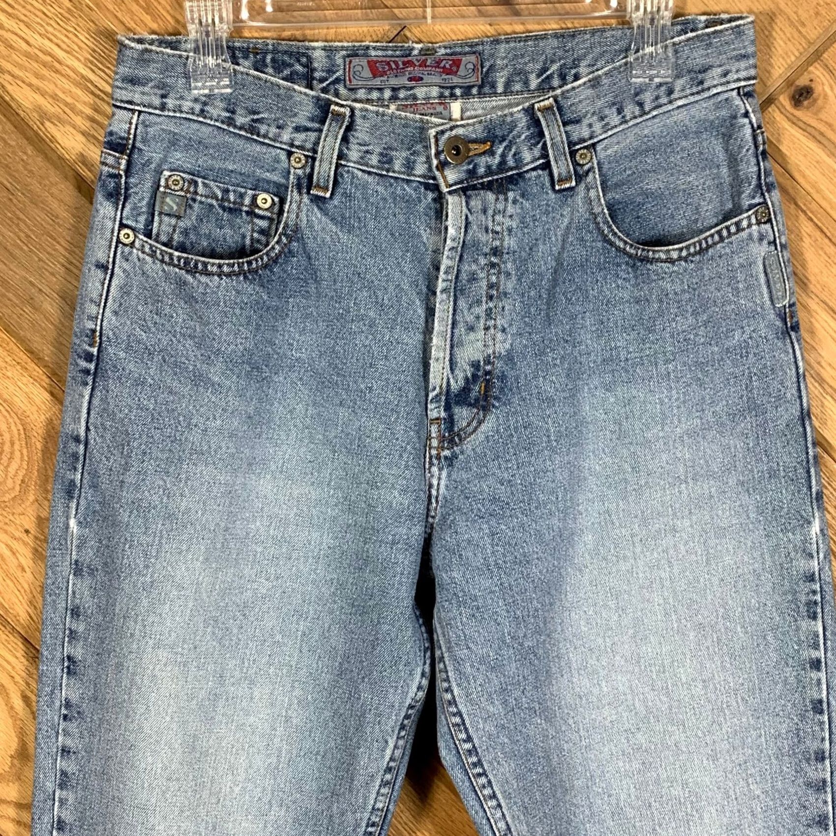 Silver Jeans Co. VINTAGE Silver Jeans Jeans 31x32 31x34 Blue Denim Distressed MODIFIED Mens Regular Straight Jeans Men Size US 31 - 4 Thumbnail