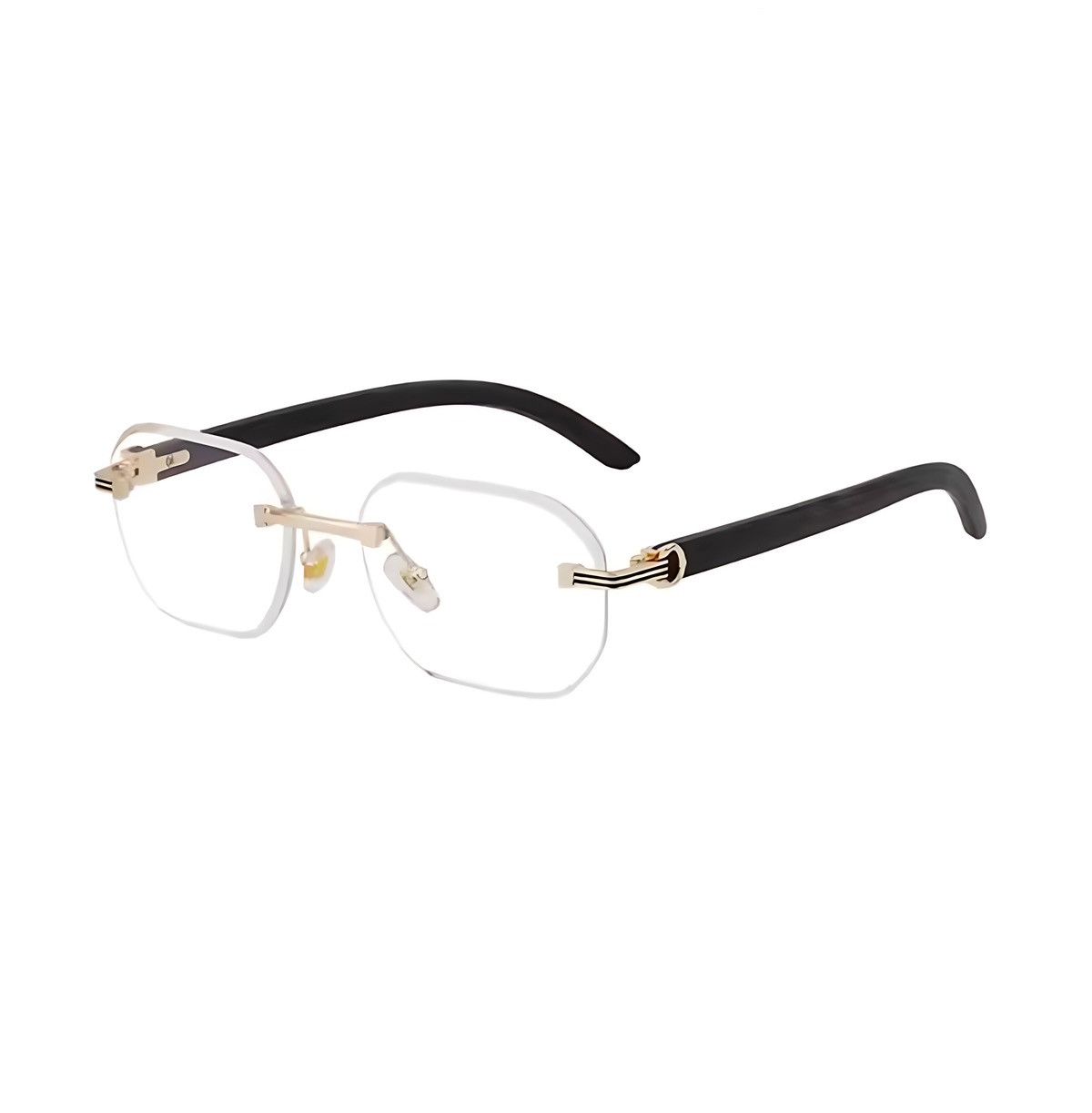 Other Rimless Square Sunglasses Gold Metal Frame Black Temples Size ONE SIZE - 3 Thumbnail