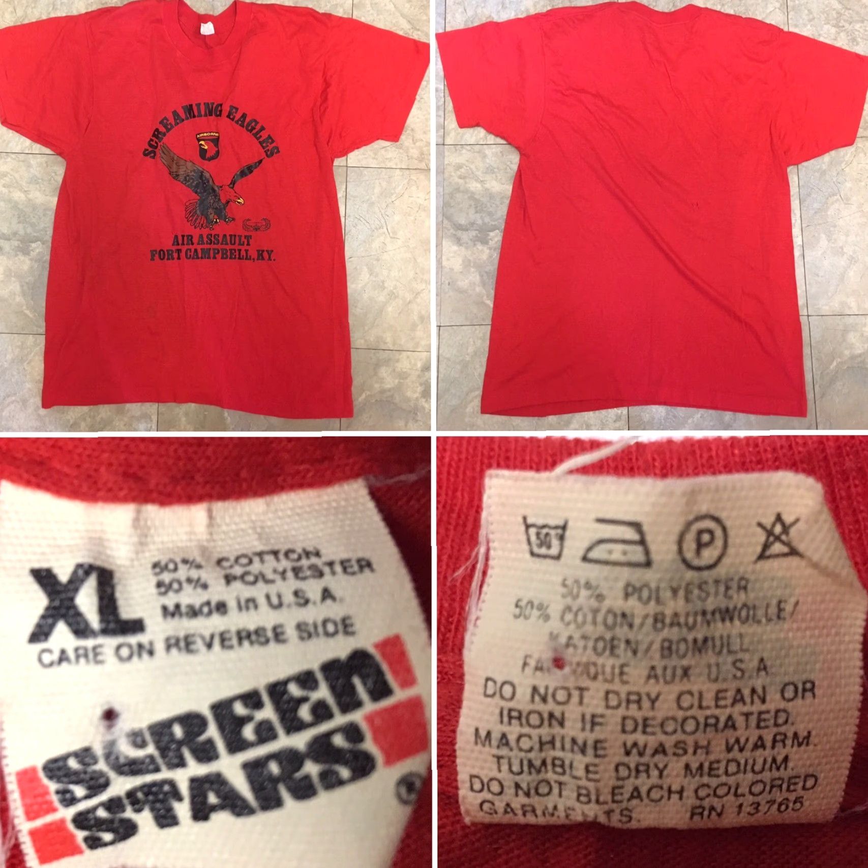 Vintage Vtg Screaming Eagles Air Assault Fort Campbell KY T-Shirt Screen Stars Size XL Size US XL / EU 56 / 4 - 5 Thumbnail