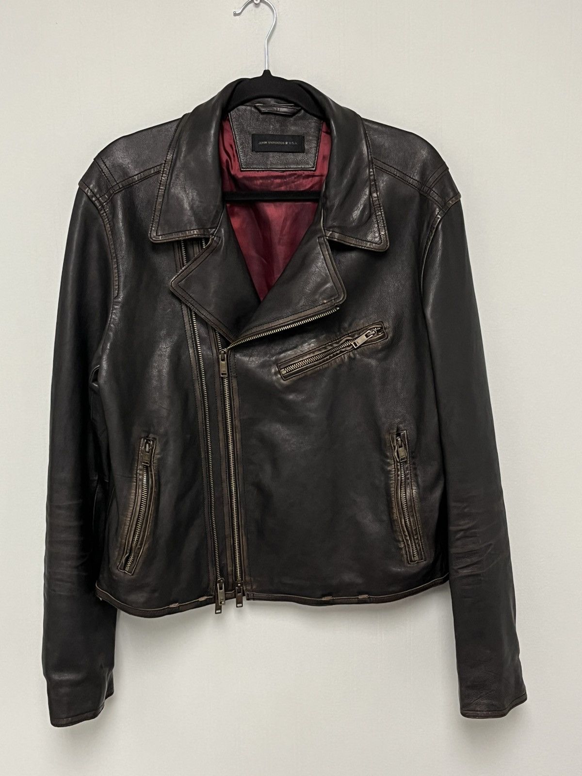 John Varvatos Asymmetrical leather biker jacket. Size US L / EU 52-54 / 3 - 9 Thumbnail