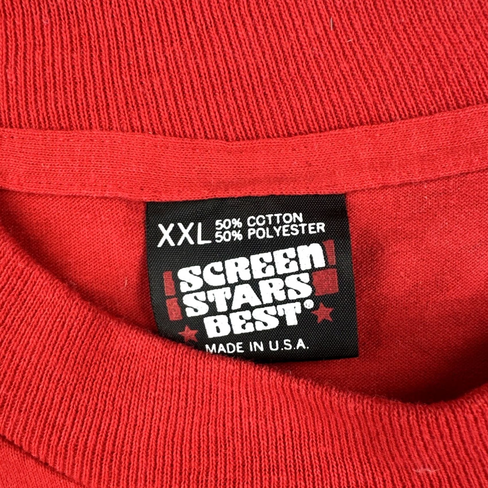 Vintage VINTAGE Screen Stars XXL Red Single Stitch Shirt Men 2XL Crew Neck Short Sleeve Cotton Knit Rock Camp Size US XXL / EU 58 / 5 - 7 Thumbnail