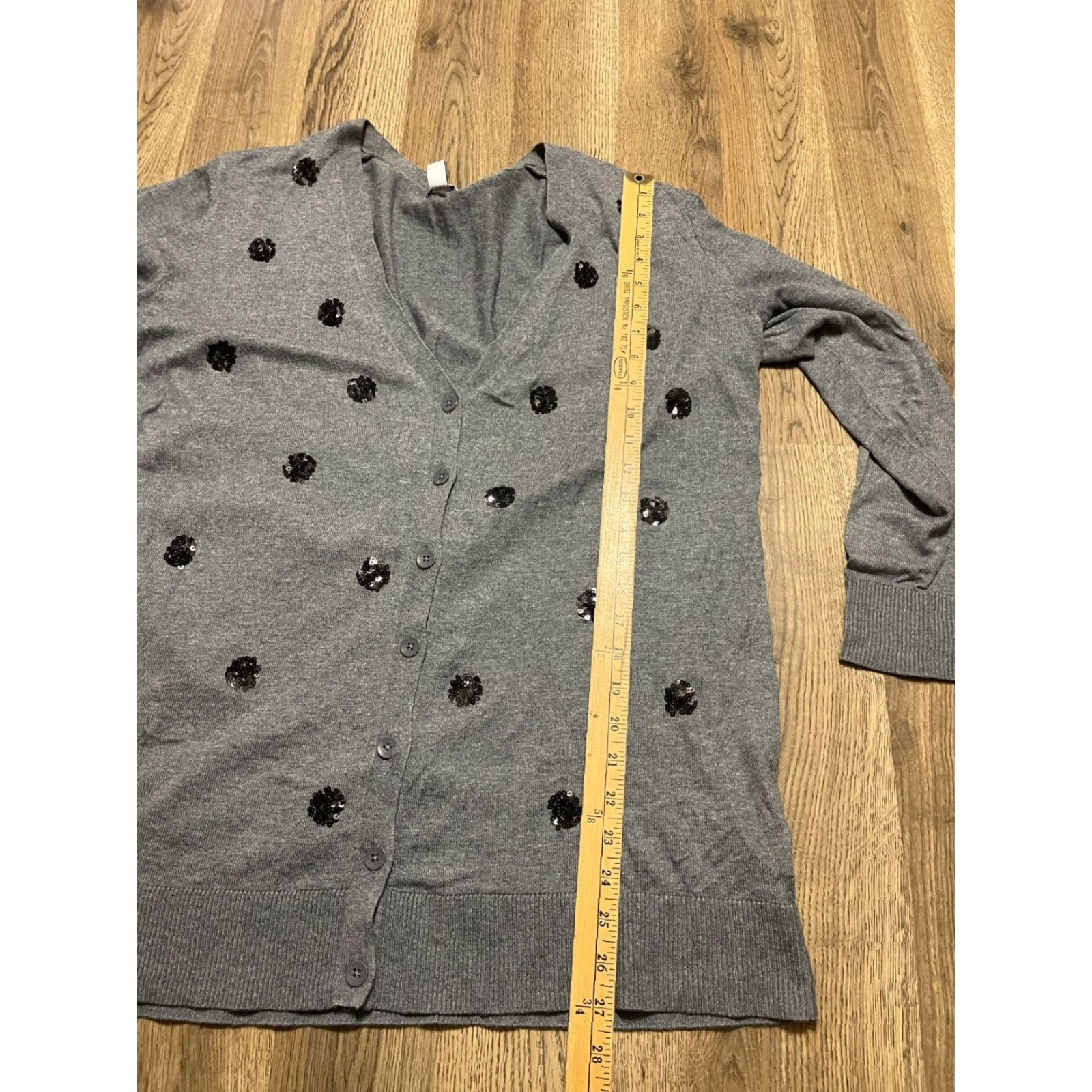 Old Navy Old Navy Cardigan Sweater, Women's XL, Gray, V-neck, Sequin, Casual Wear, Regular Fit, Long Sleeve, Fall Spring Summer, Womens Size XL / US 12-14 / IT 48-50 - 6 Thumbnail