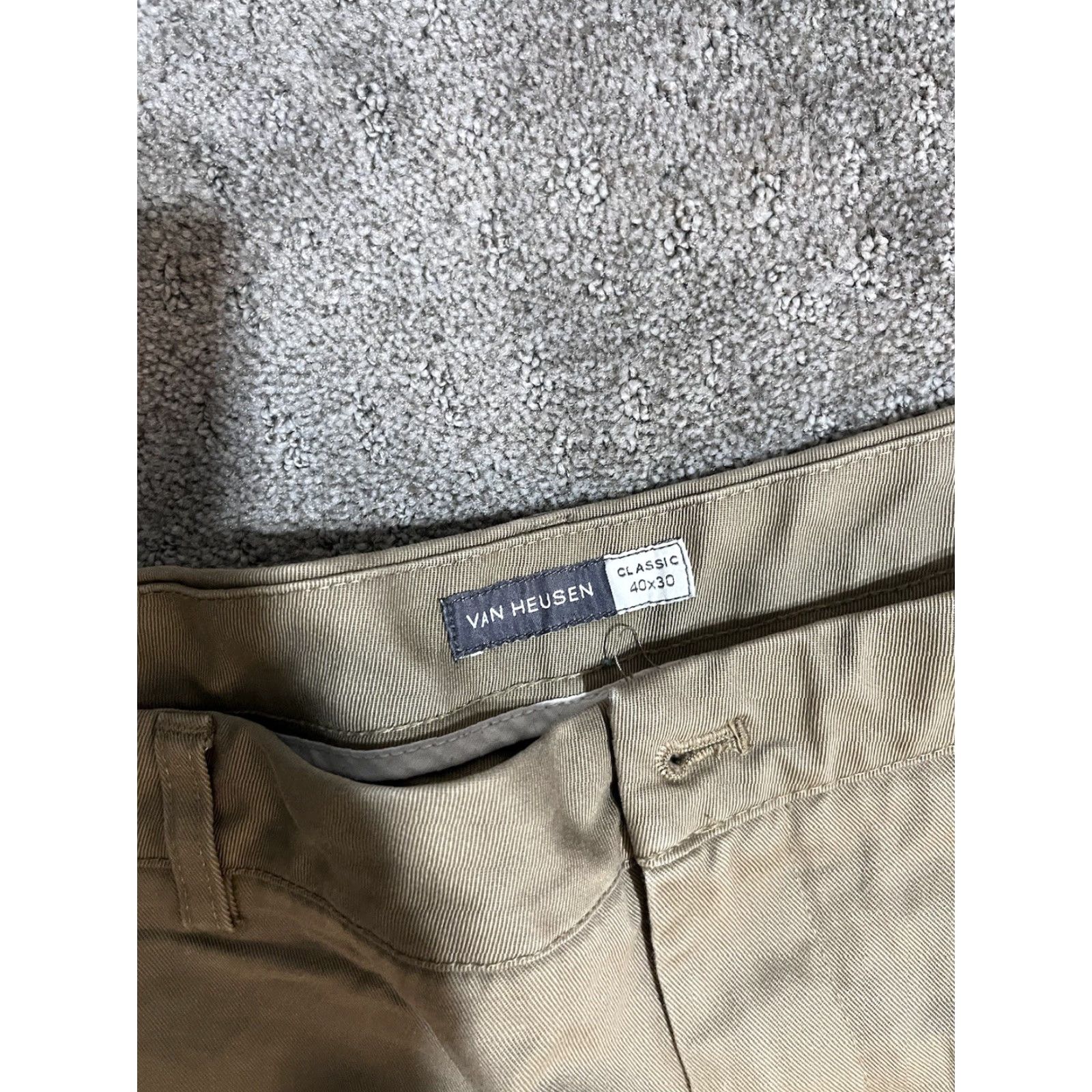 Van Heusen Van Heusen Pants Flat Front 40x30 Beige Men Dress Pants Classic Fit Size US 40 / EU 56 - 5 Thumbnail