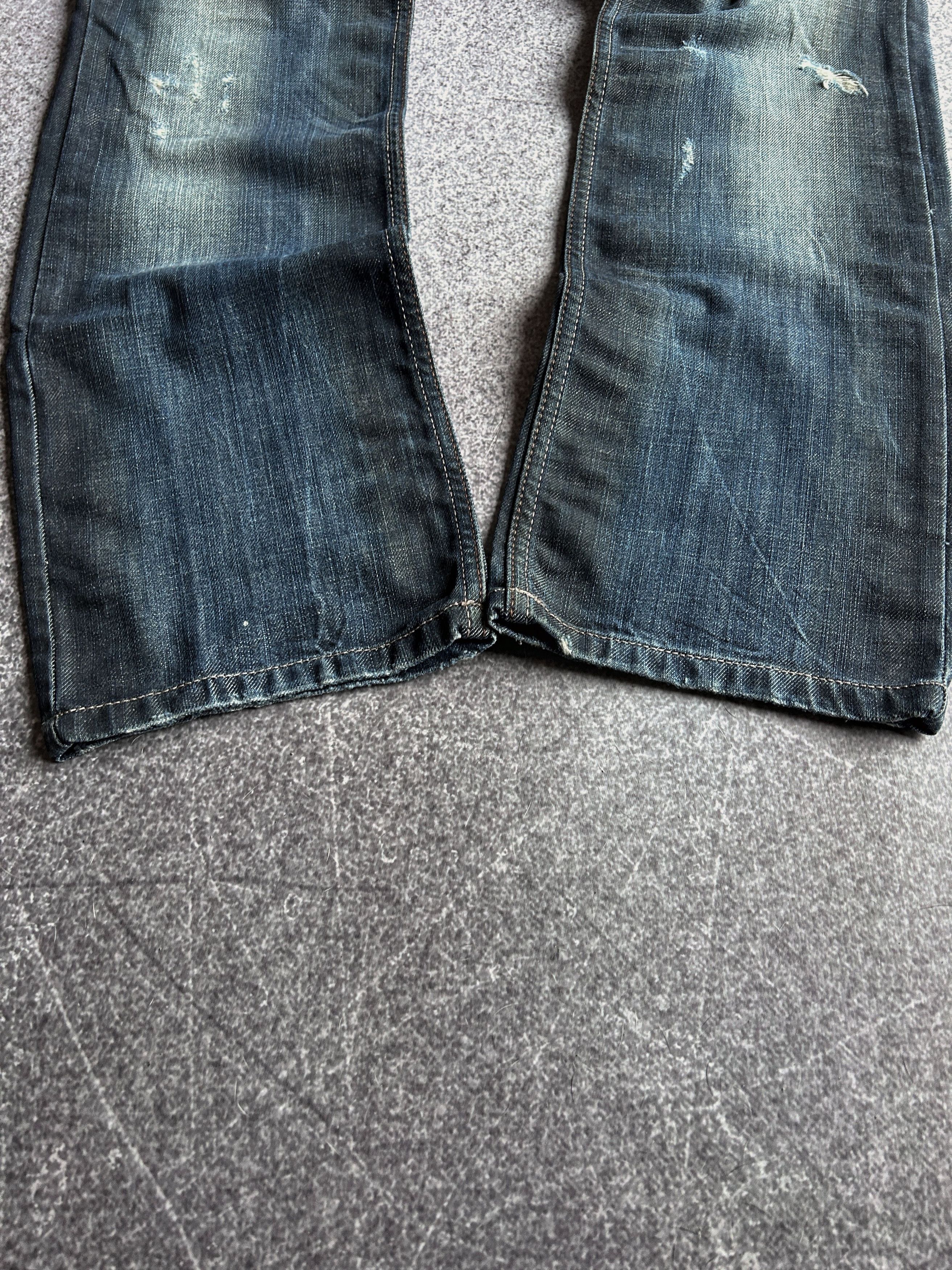 Designer VTG JAPANESE EVISU STYLE DISTRESSED WASHED JEANS 90s Size US 32 / EU 48 - 4 Thumbnail
