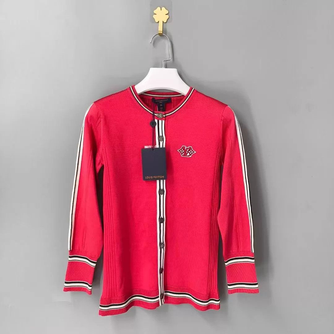 Louis Vuitton LOUIS VUITTON Prep Stripe Silk Knit Women's Red XS Size XS / US 0-2 / IT 36-38 - 1 Thumbnail