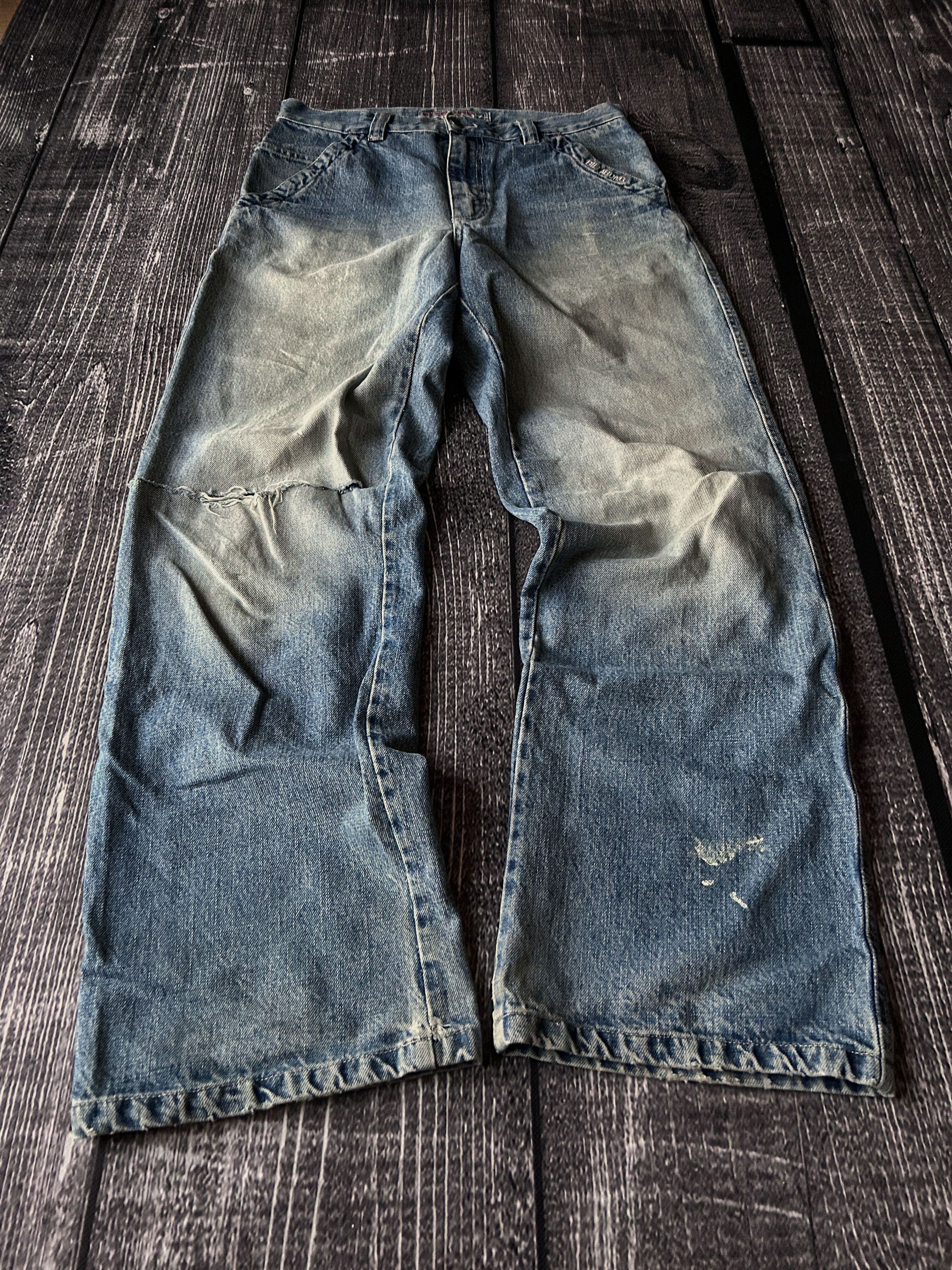Designer VTG Baggy Rap SK8 JNCO Balenci Style Washed Jeans Y2K Size US 32 / EU 48 - 1 Thumbnail