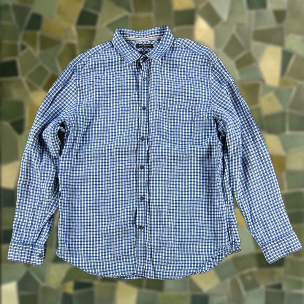 Banana Republic Banana Republic Blue Plaid 100% Linen Button Up Long Sleeve Grant Fit Shirt XL Size US XL / EU 56 / 4 - 1 Thumbnail