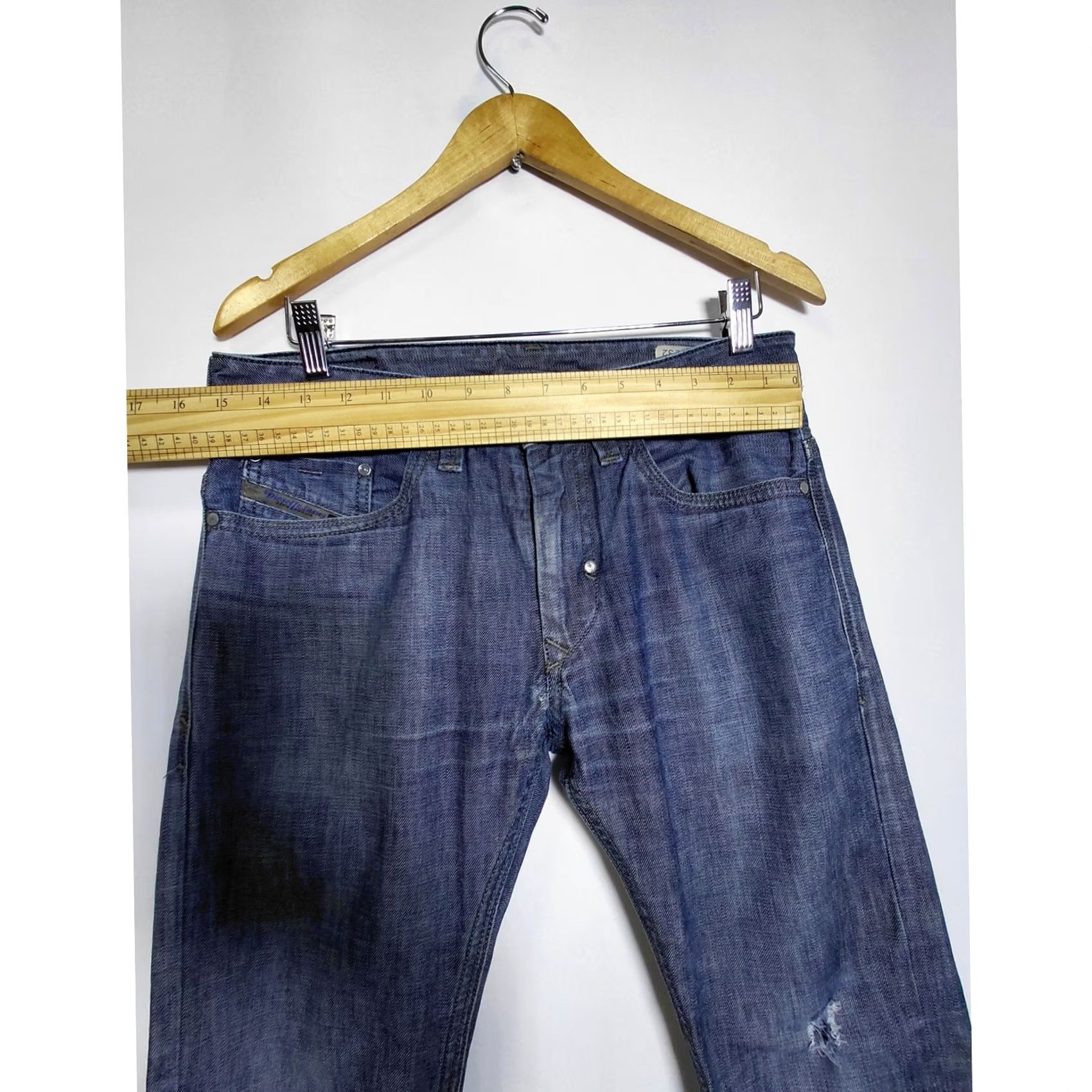 Diesel Diesel Thanaz Jeans Blue Solid Denim Slim Men Size W 29 L 32 Size US 29 - 4 Thumbnail