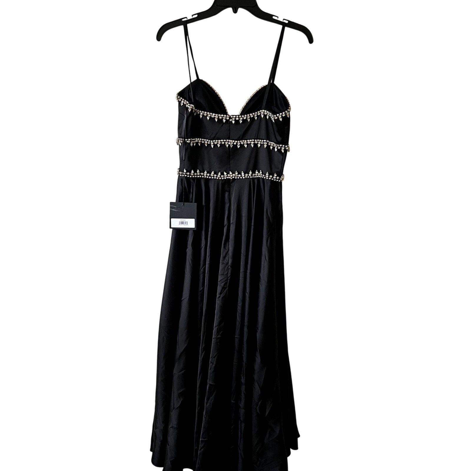 MACH & MACH Mac Duggal midi satin dress size 2 black silver BB Size XS / US 0-2 / IT 36-38 - 2 Thumbnail