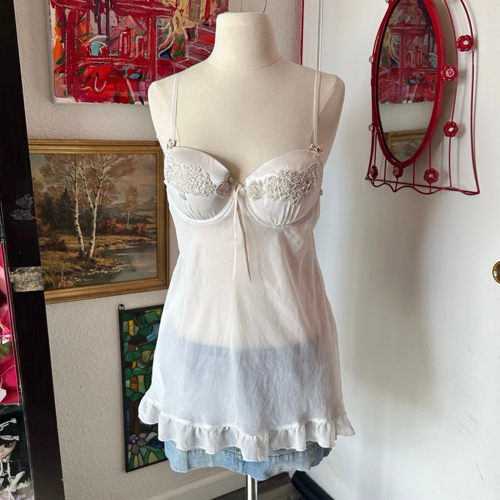 Other linea donatella white cream slip bralette dress Size L / US 10 / IT 46 - 1 Thumbnail