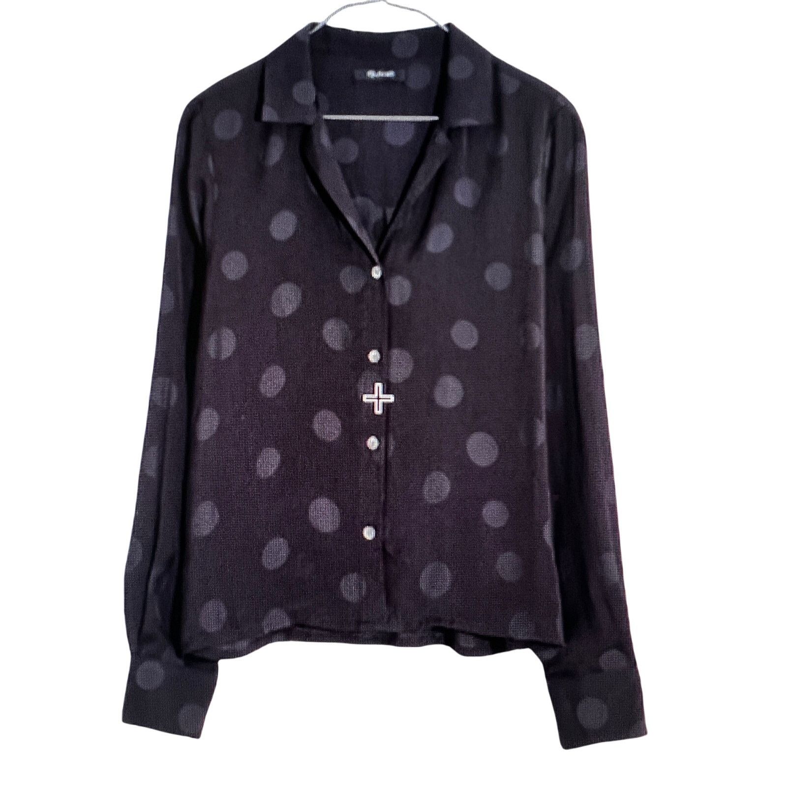 Madewell Madewell Jacquard Dot Black Button Up Shirt Top XS Size XS / US 0-2 / IT 36-38 - 4 Thumbnail