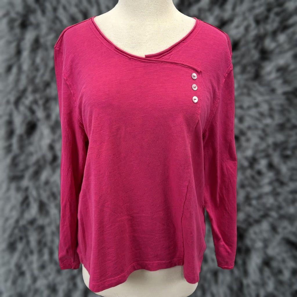 Habitat VINTAGE Habitat Casual Knit Top Shirt Women XL Pink Lagenlook Hi-Low Back Slit Side Slits 100% Cotton Womens Size XL / US 12-14 / IT 48-50 - 1 Thumbnail