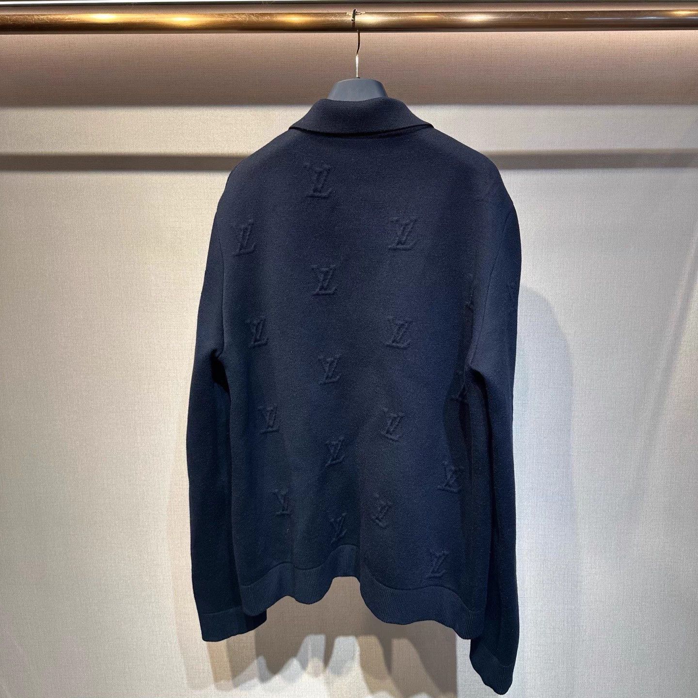Louis Vuitton LV Wool Textured Navy Embossed Logo Jacket Size US XL / EU 56 / 4 - 5 Thumbnail