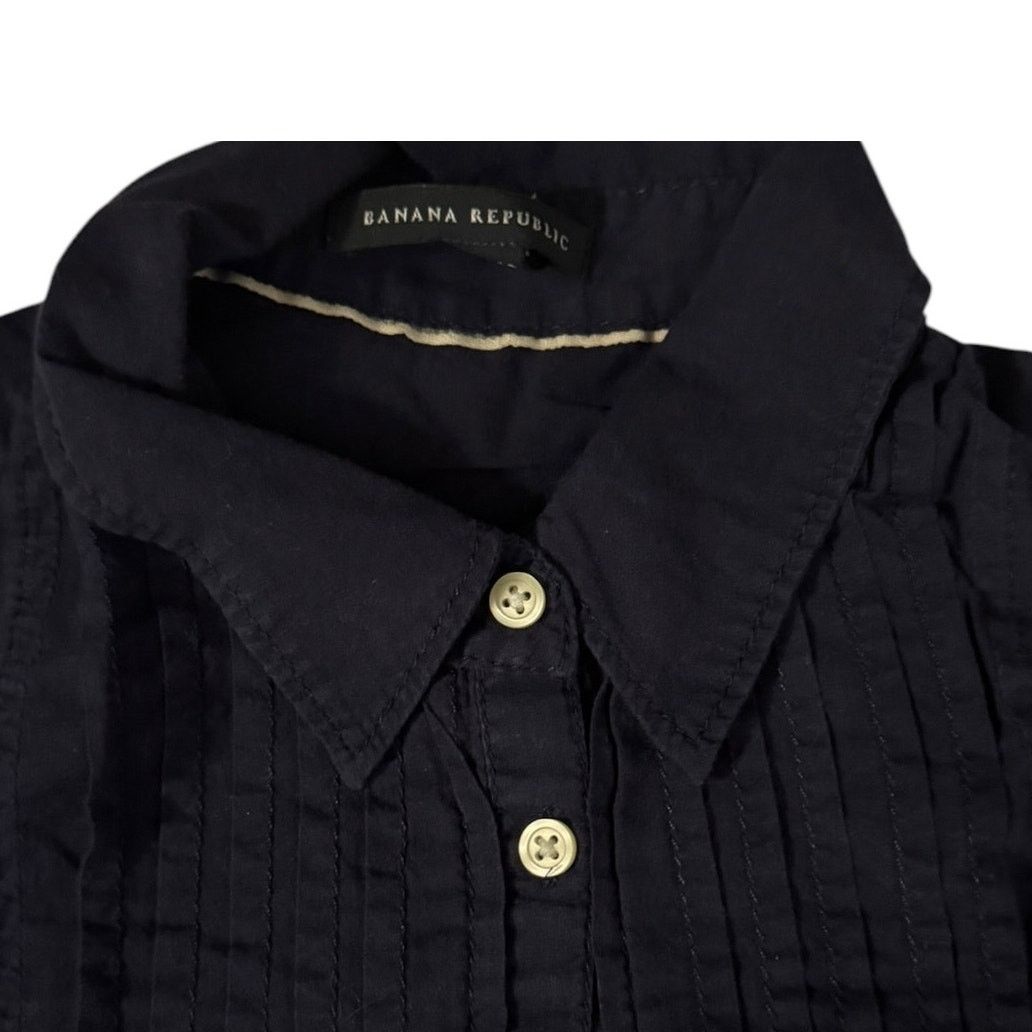 Banana Republic Banana Republic Midnight Blue Ruffle Front Button Shirt – PS Size S / US 4 / IT 40 - 2 Thumbnail