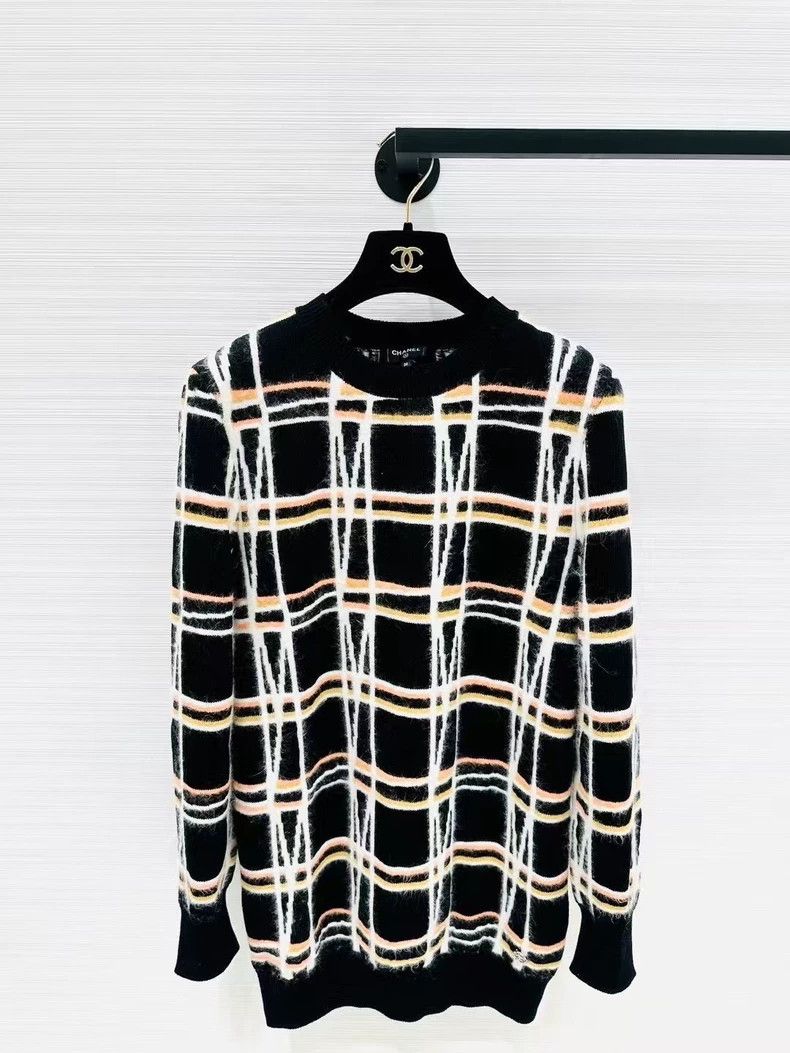 Chanel Chanel Knitted plaid pullover sweater Size XXS / US 00 / IT 34 - 1 Thumbnail