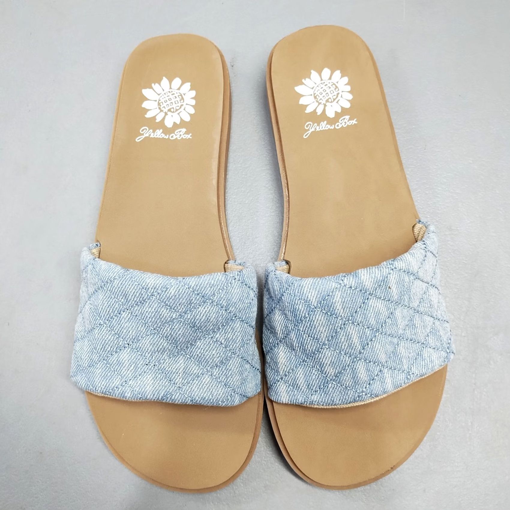 Vintage Yellow Box Fitzy Slide Sandals Womens 6.5M Blue Tan EVA Cushioned Footbed Size US 7 / IT 37 - 6 Thumbnail