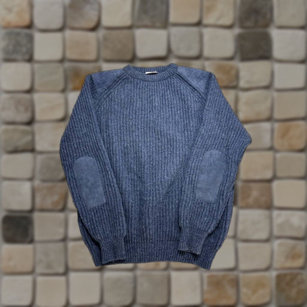 Vintage Brenire Mens Sweater XL Blue Wool Knit Pullover - Crew Neck, Long Sleeve, Casual, Regular Fit, Winter Winter, Knit, Pullover, Solid, 2XL, Men Size US XXL / EU 58 / 5 - 1 Thumbnail
