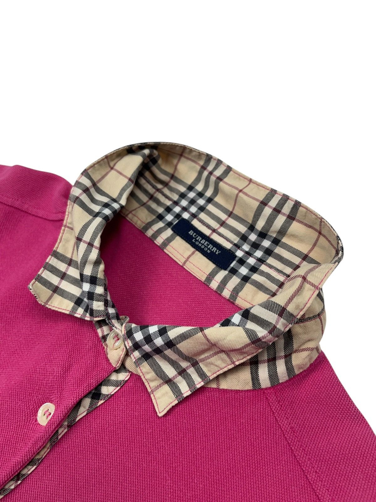 Burberry × Burberry Prorsum × Vintage Vintage Burberry London Pink Polo Shirt Nova Check Size XL / US 12-14 / IT 48-50 - 9 Thumbnail