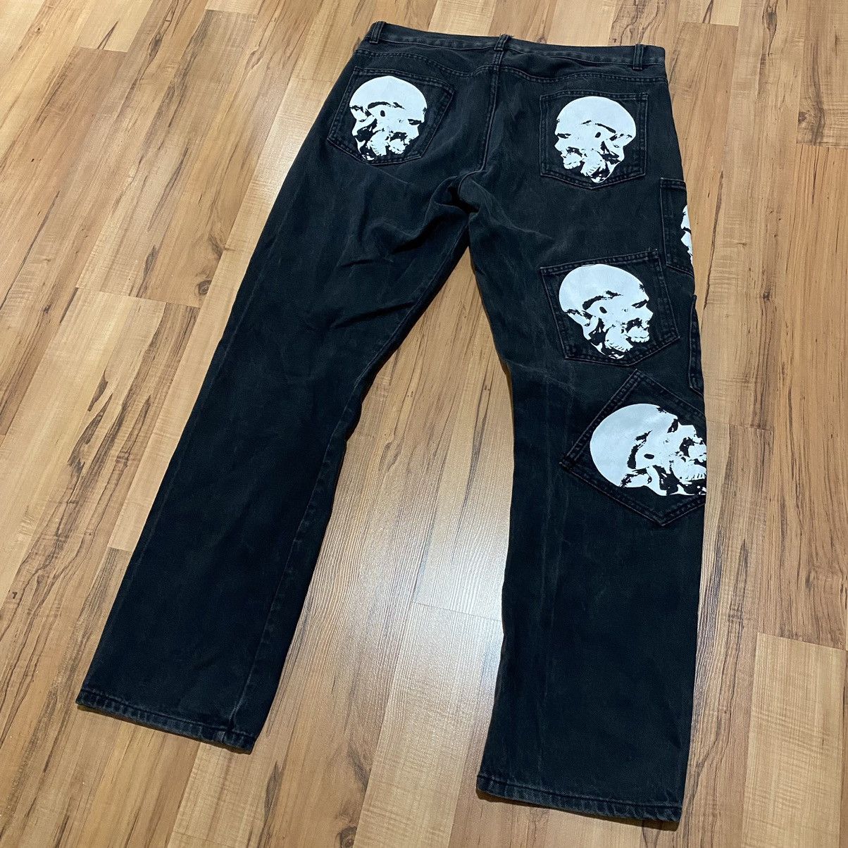 image of Byslik Patchwork Denim Pants in Black, Men's (Size 36)