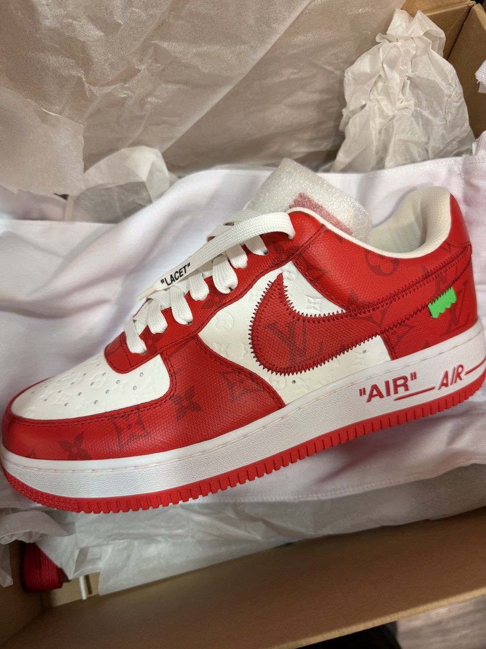 Louis Vuitton Louis Vuitton x Nike Air Force 1 Low White Red Virgil Abloh Size US 8.5 / EU 41-42 - 1 Thumbnail