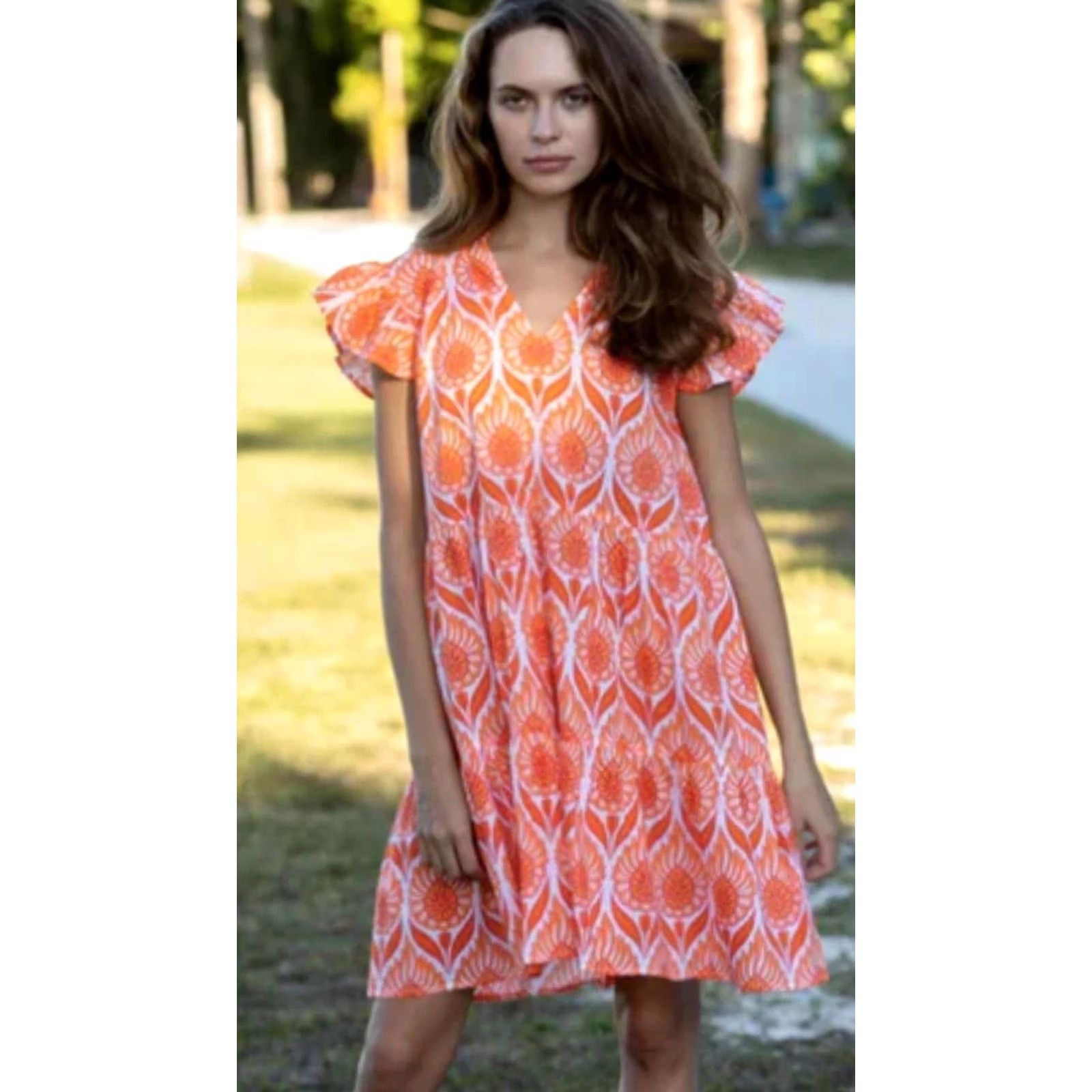 Vintage bindu Dress Midi Cotton Printed Carolina Women's Size M 100% India Made New Size M / US 6-8 / IT 42-44 - 2 Thumbnail