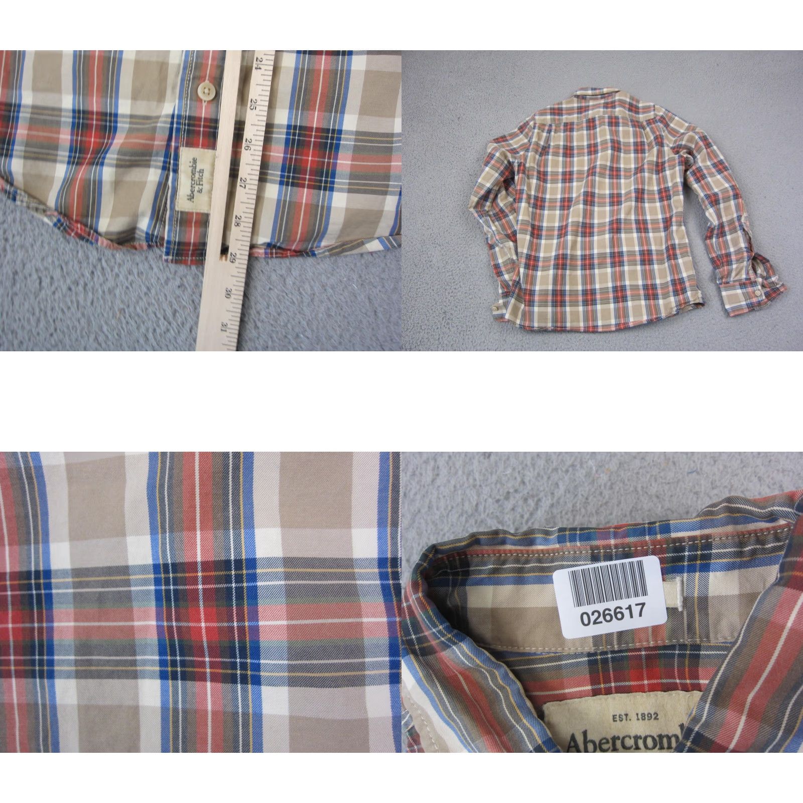 Abercrombie & Fitch VINTAGE Abercrombie & Fitch Shirt Mens M Plaid Button-Up Long Sleeve Collared Western Casual Brown Size US M / EU 48-50 / 2 - 8 Thumbnail
