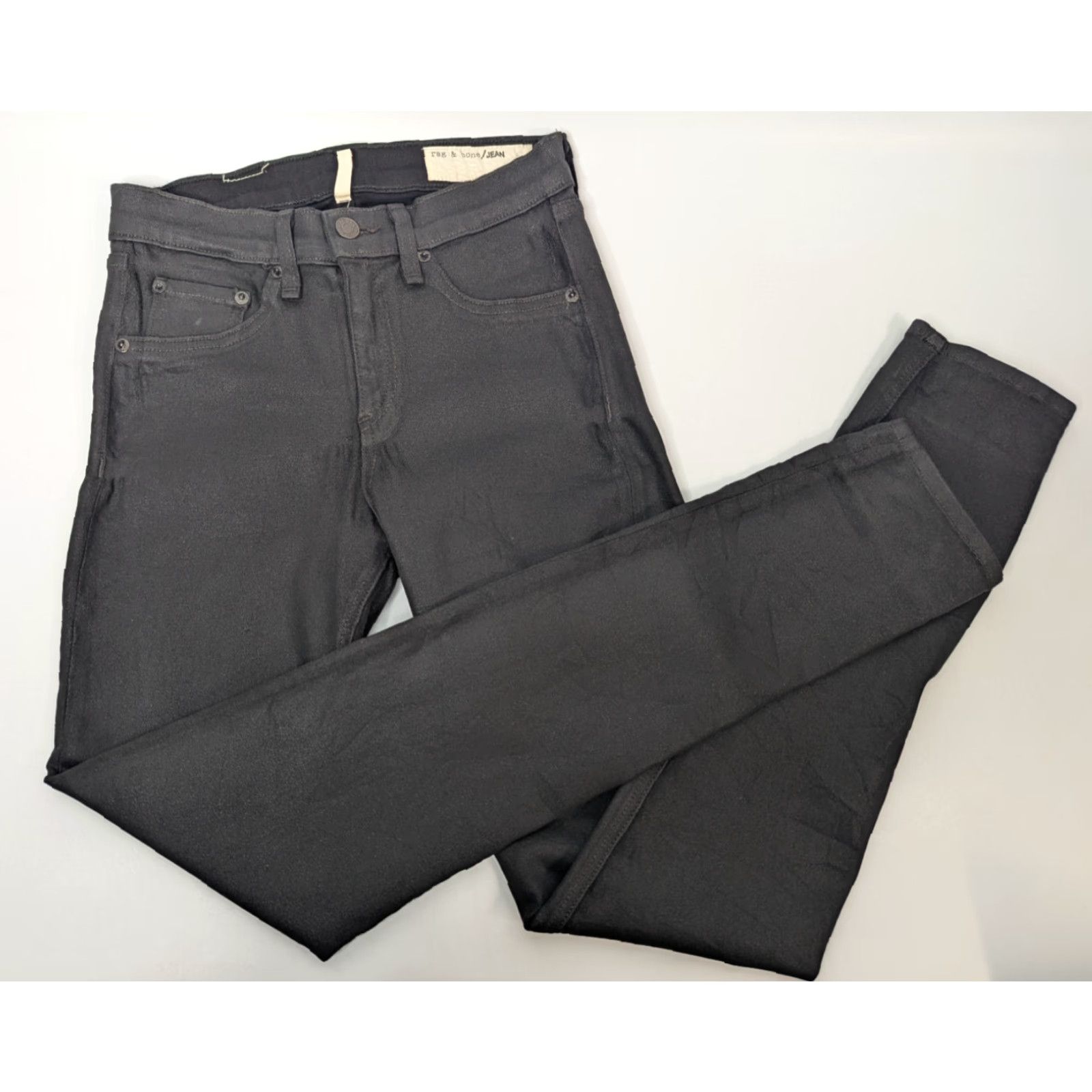 Rag & Bone Rag & bone Women Jeans Coated Black High Rise Skinny 28 Stretch W1513R016 - Regular Size - Women - Black - Skinny Jeans - 28 - Rag & Bone - W1513R016 Size 28" / US 6 / IT 42 - 2 Thumbnail