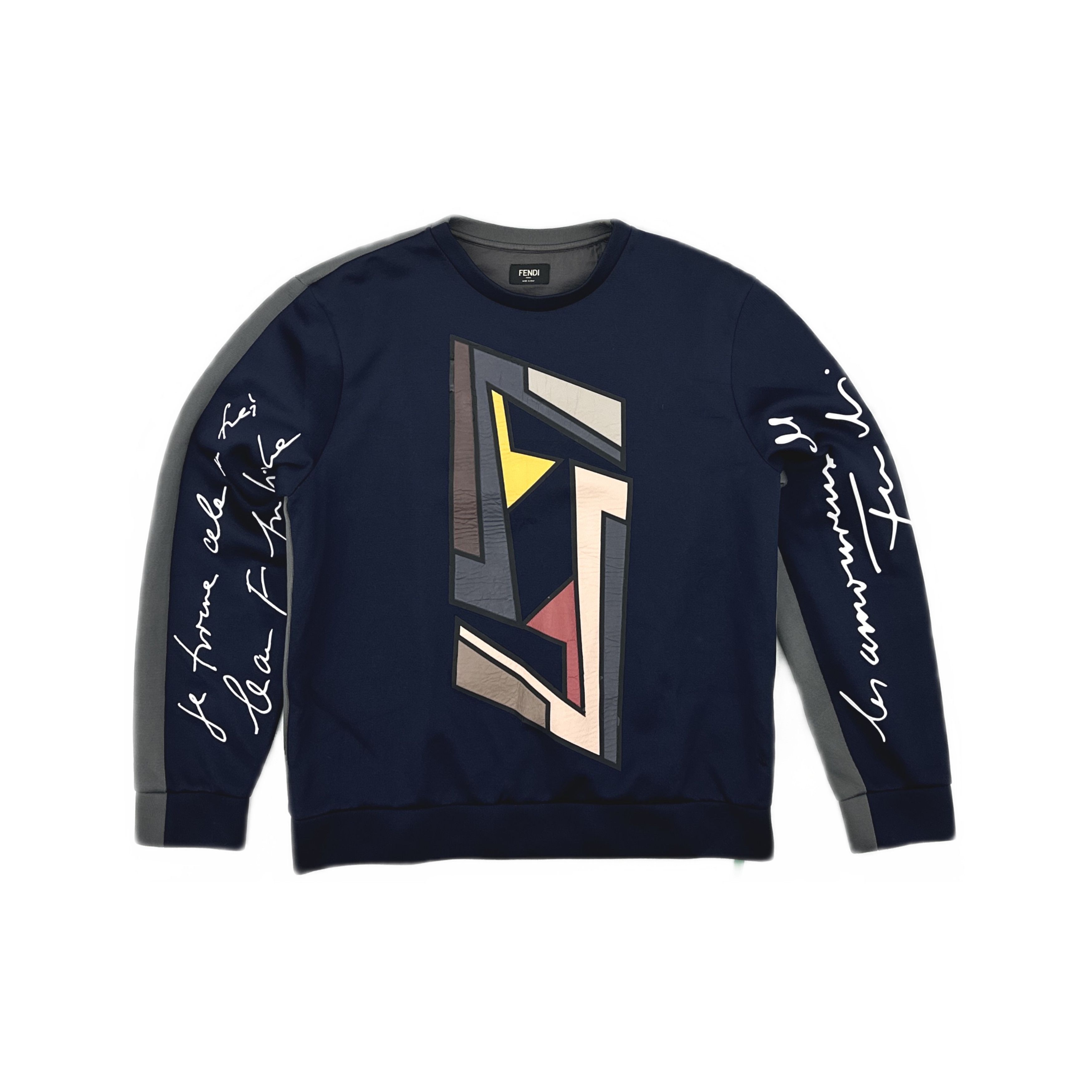 Fendi Fendi Geometric Print Sweatshirt Navy Blue Size S Size US S / EU 44-46 / 1 - 1 Thumbnail