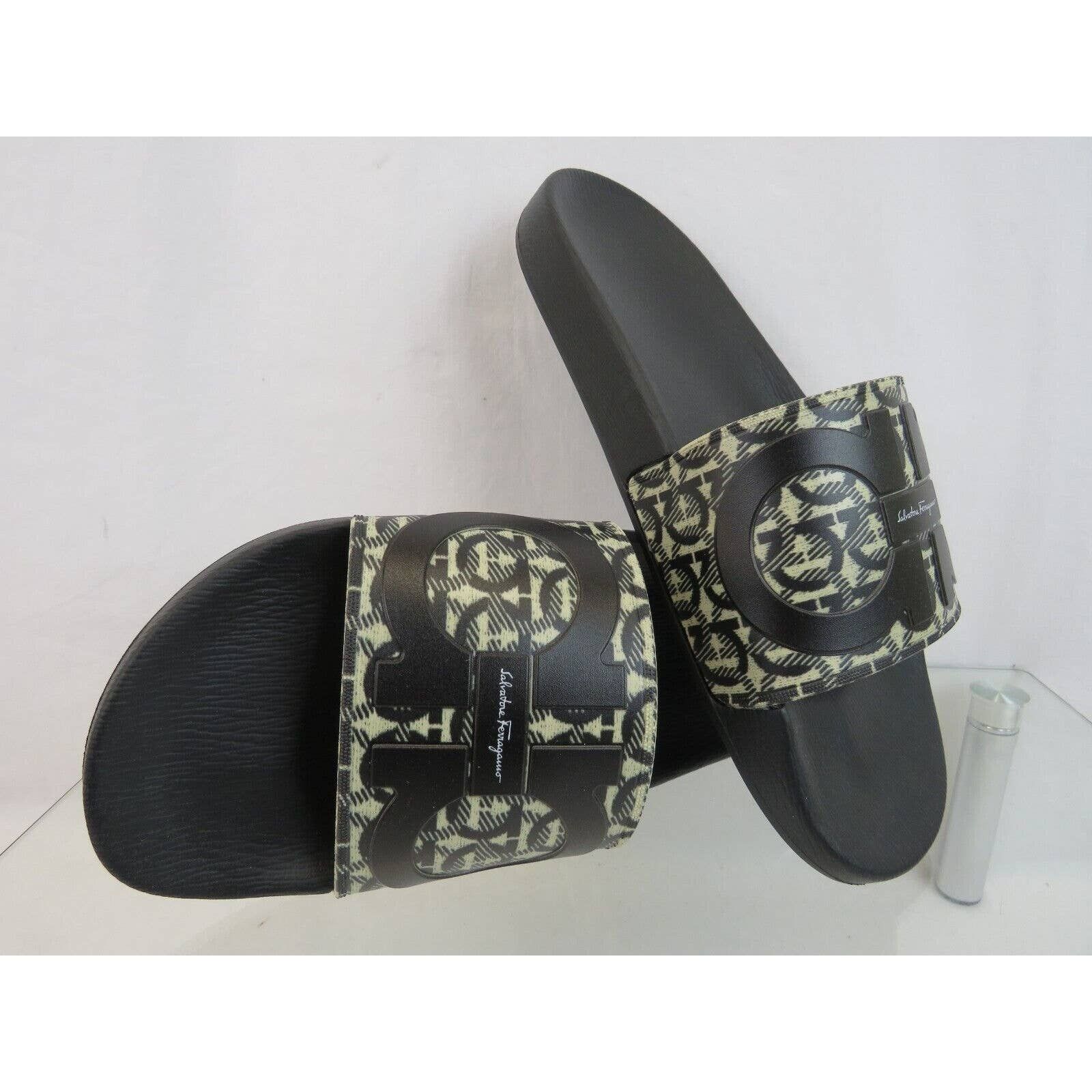 GROOVE 6 BEIGE BLACK RUBBER GANCINI LOGO SANDALS SLIDES 12 M