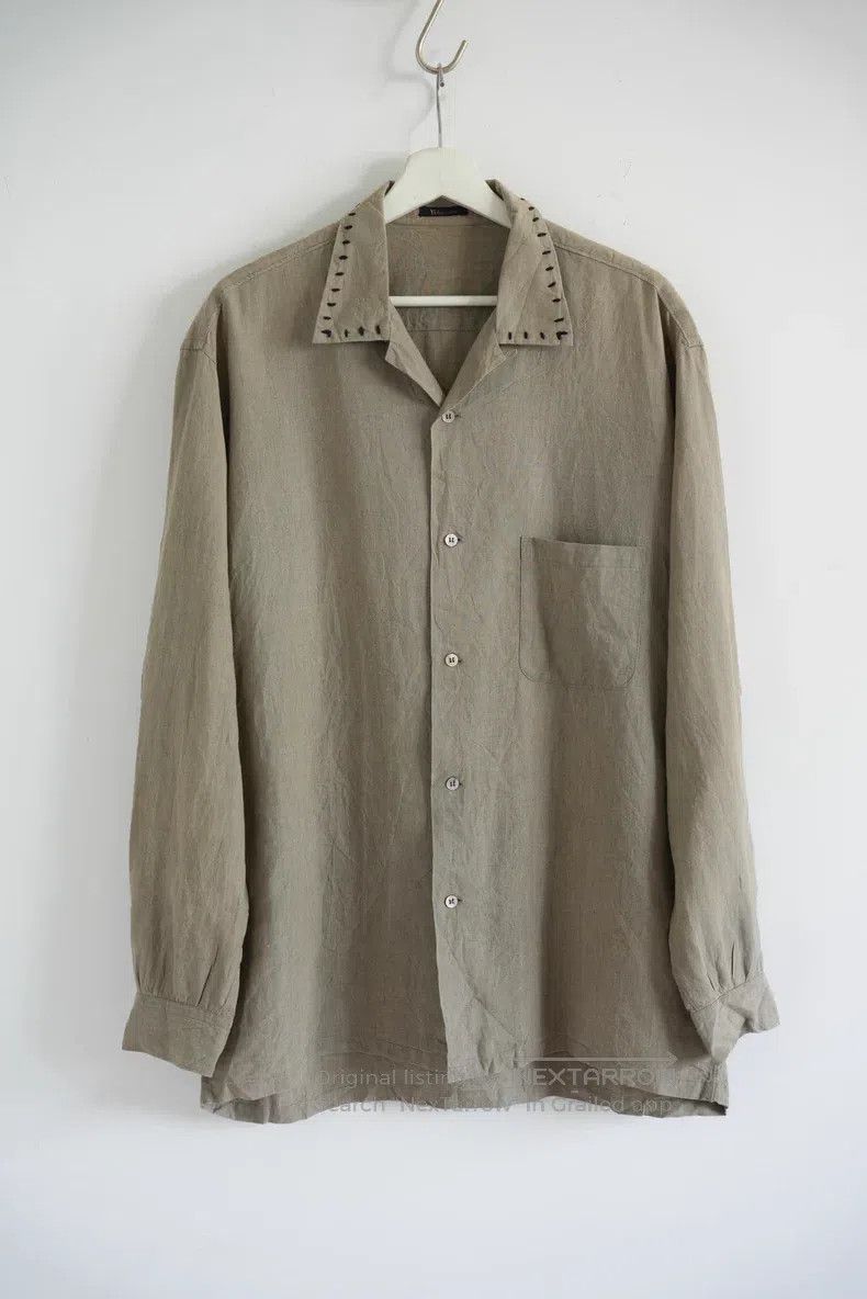 Yohji Yamamoto Yohji Yamamoto size os 90s Open Thread Neck Linen Shirt Size US M / EU 48-50 / 2 - 1 Thumbnail