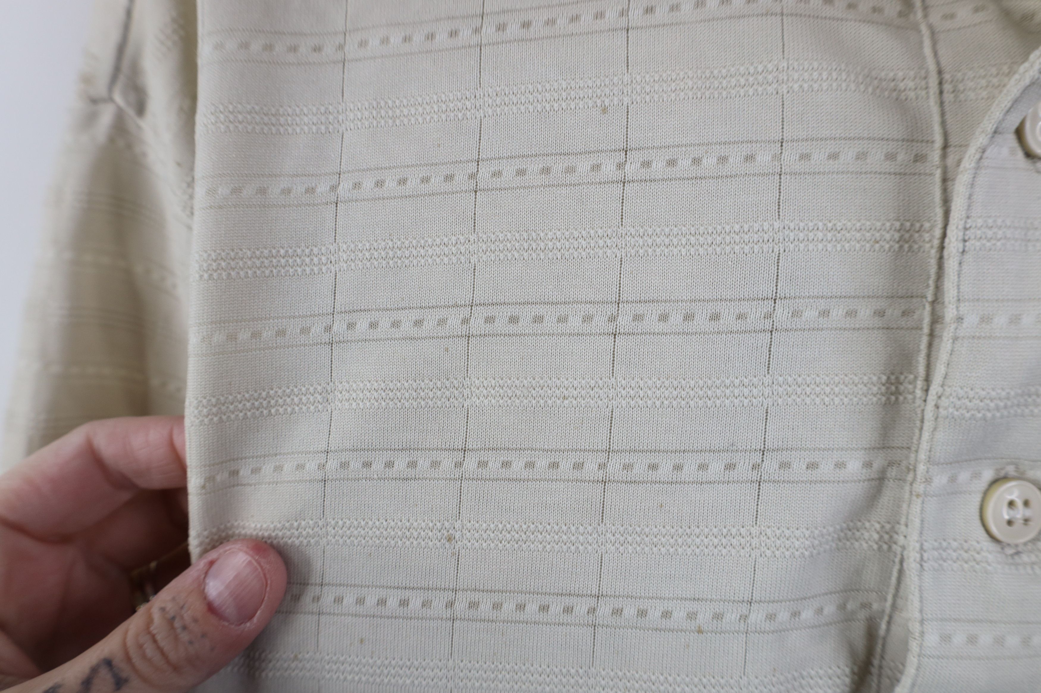 Vintage Vintage 90s Streetwear Striped Knit Golf Polo Shirt Beige Size US L / EU 52-54 / 3 - 5 Thumbnail
