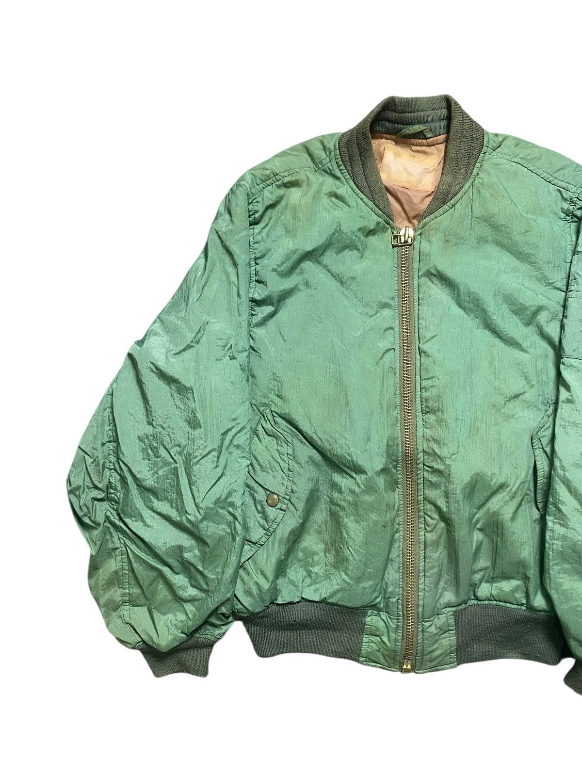 Edwin VINTAGE BOMBER JACKET EDWIN ZIPPER GREEN ARMY Size US XL / EU 56 / 4 - 4 Thumbnail