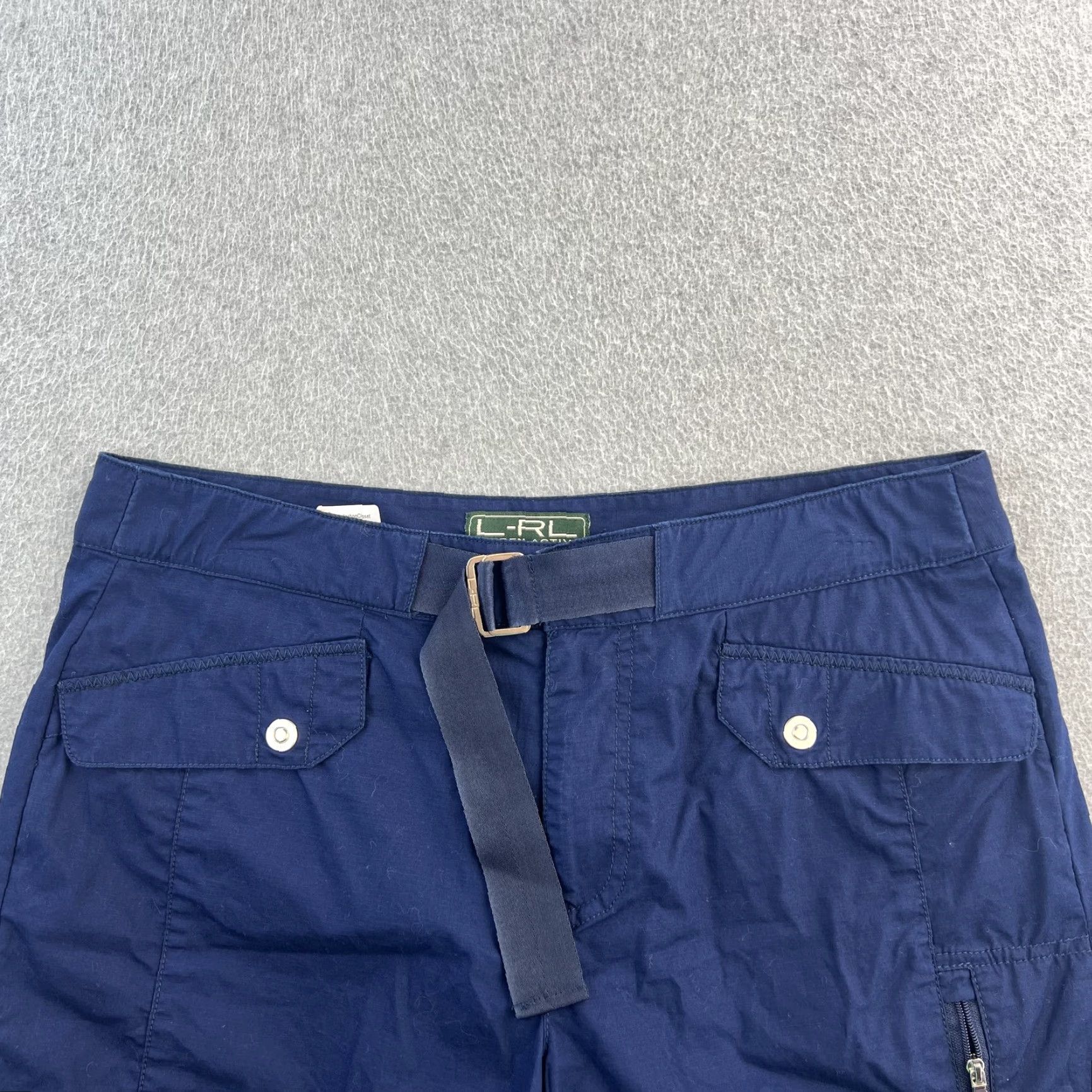 Ralph Lauren Lauren Ralph Lauren Shorts Womens 10 Belted Utility Cargo Pockets Navy Blue 100% Cotton Canvas Outdoor Casual Activewear Travel Mens Womens Girls Boys Size 32" / US 10 / IT 46 - 4 Thumbnail