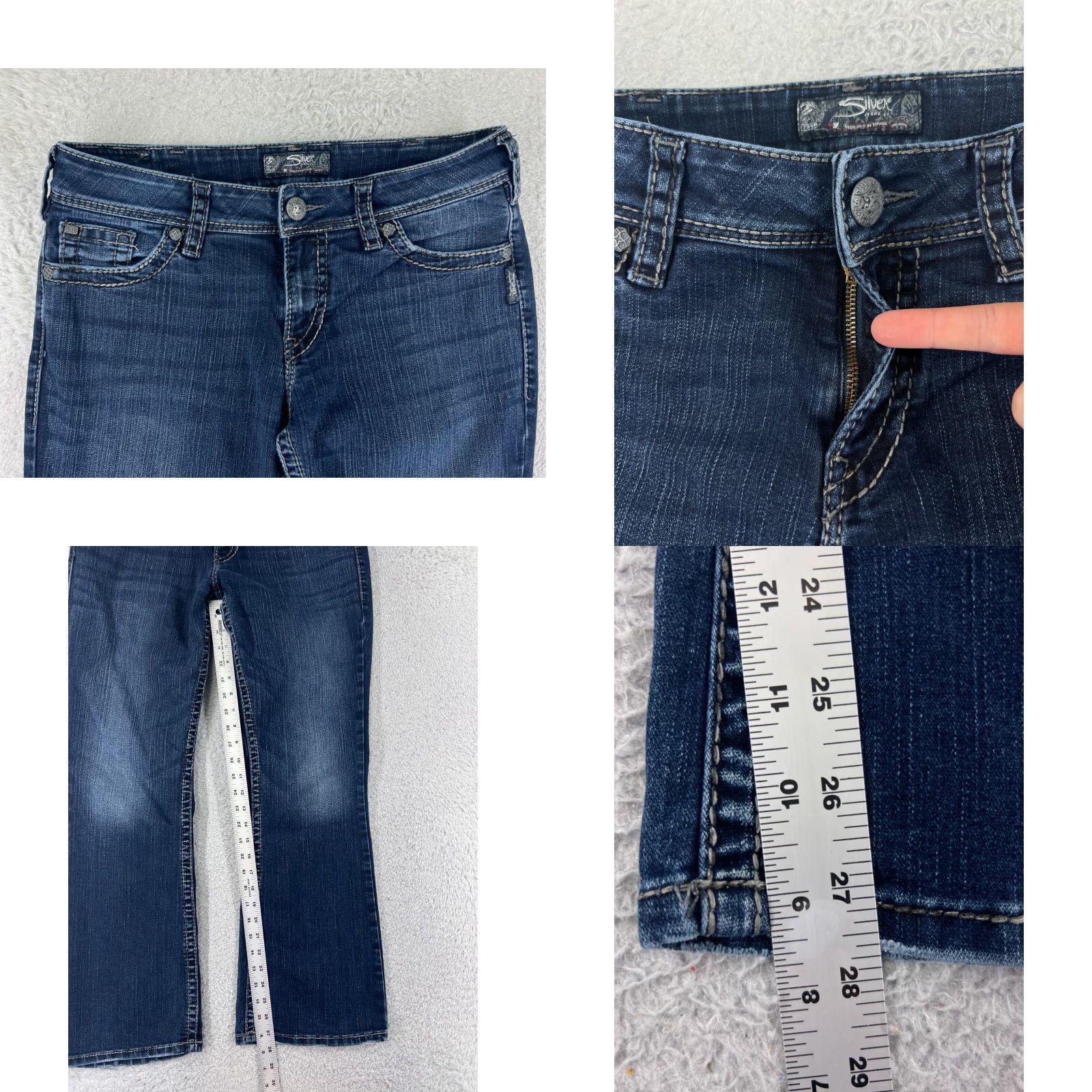 Silver Jeans Co. VINTAGE? No, Silver Jeans Suki Surplus Blue Denim Bootcut Jeans - 31 Waist, 27.5 Inseam, Cotton Blend, Embroidered, Logo, 5-Pocket Womens Jeans Size 24" / US 00 / IT 34 - 8 Thumbnail
