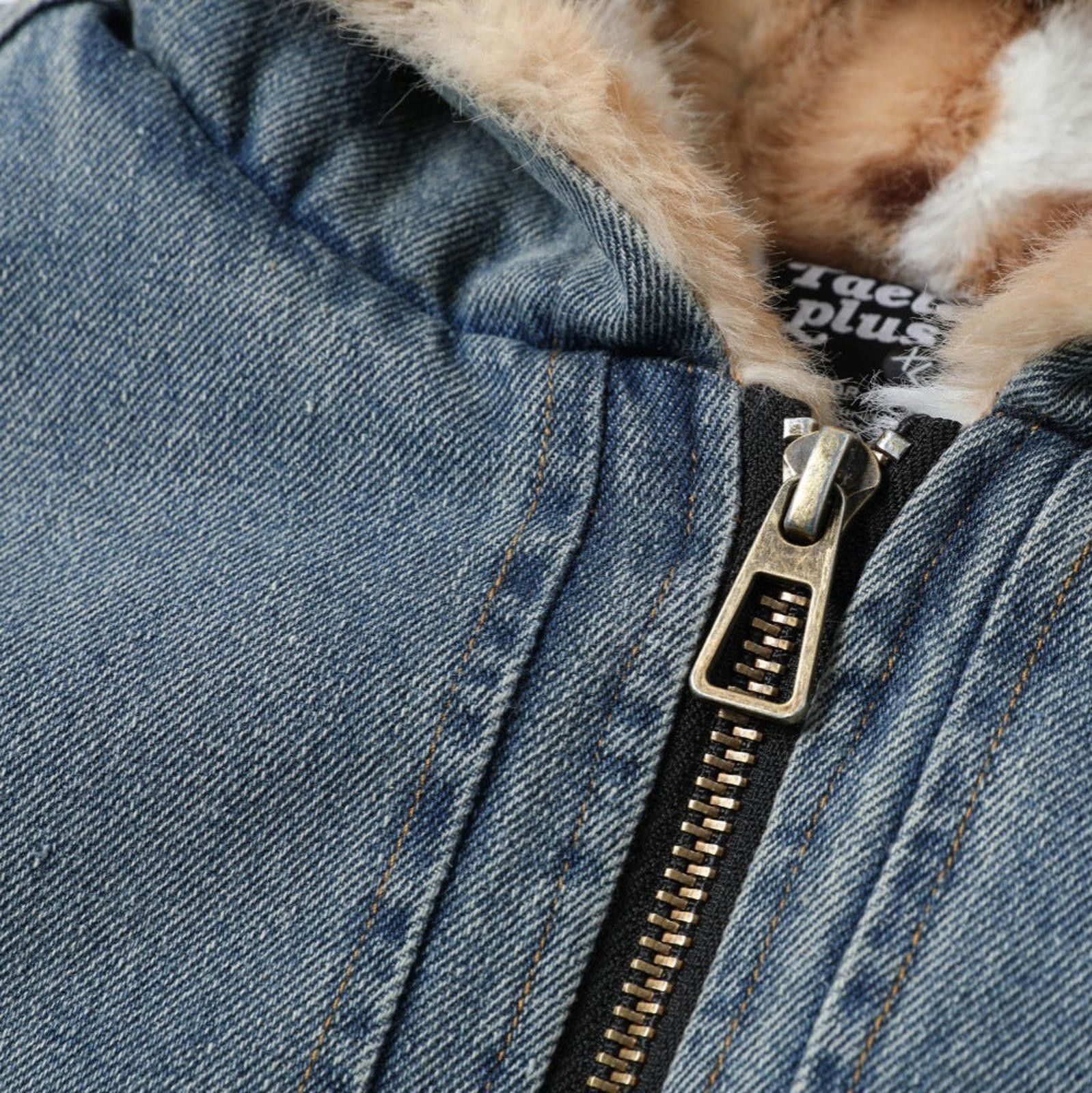 Vintage Blue Denim Bomber Jacket with Faux Fur Lining Size US M / EU 48-50 / 2 - 5 Thumbnail