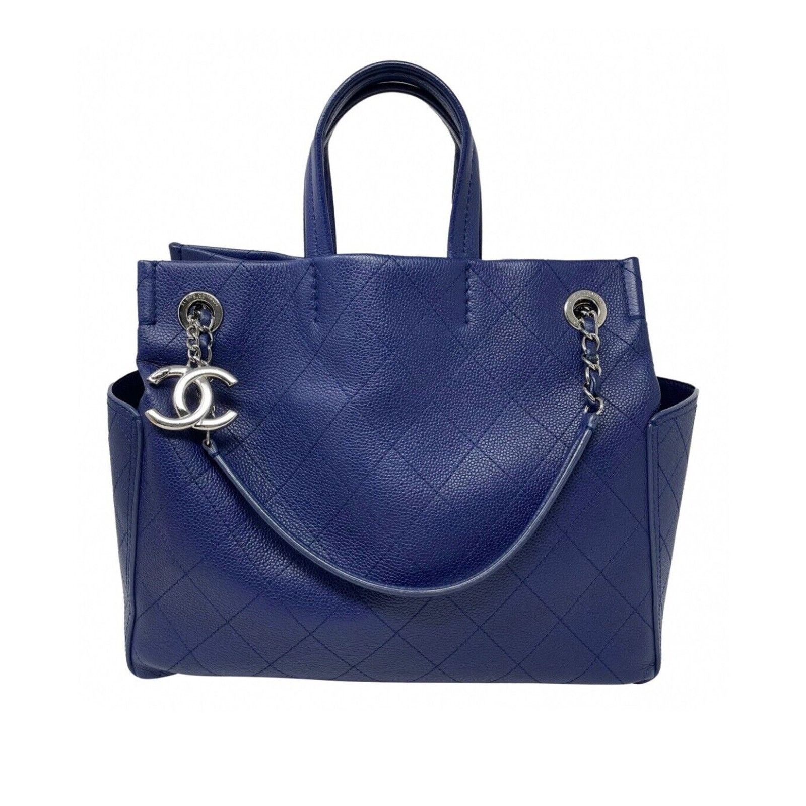 Chanel CHANEL Quilted Blue Caviar Leather Pocket Chain CC Charm Size ONE SIZE - 1 Thumbnail