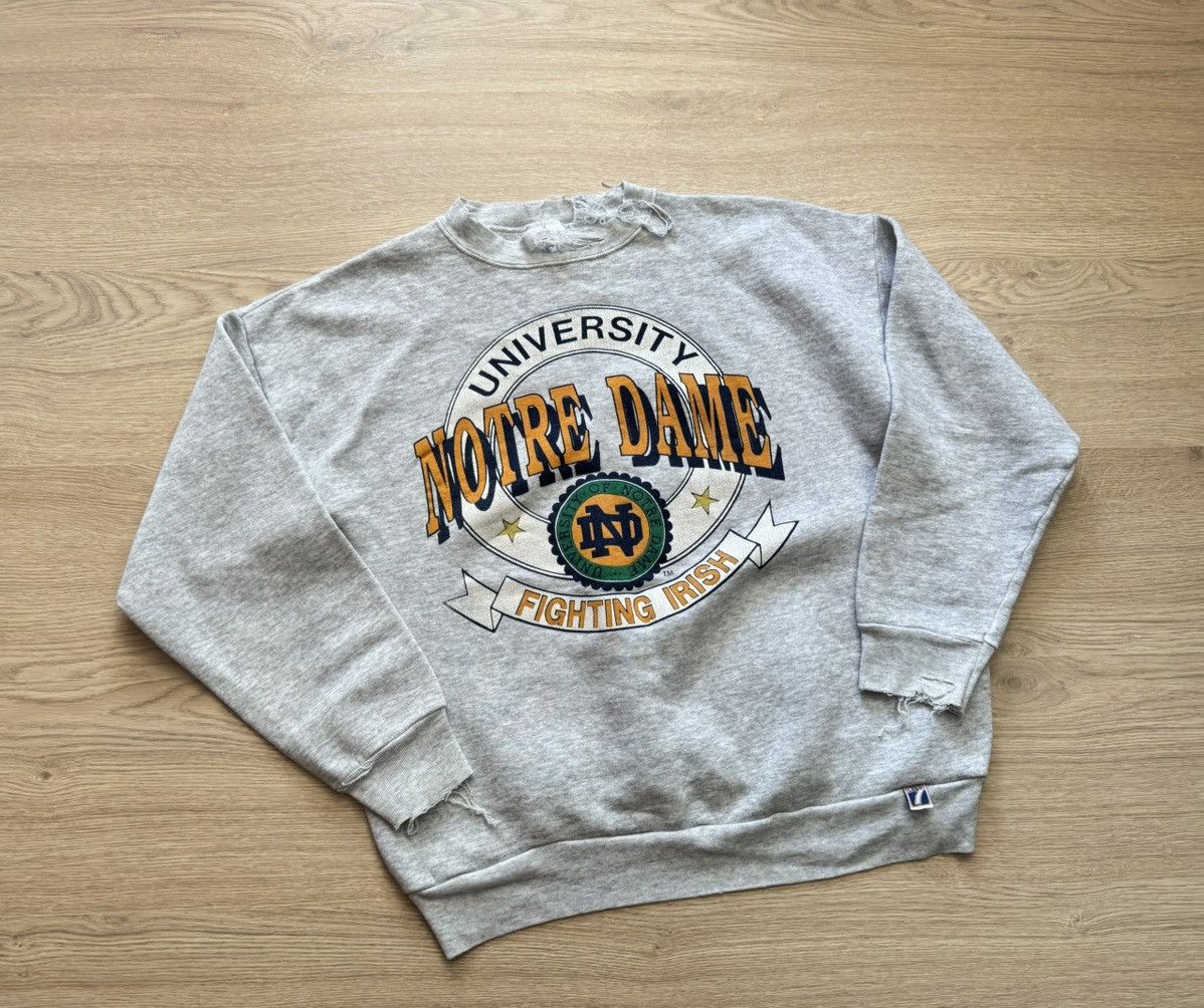 Logo 7 Vintage Logo 7 Notre Dame University Distressed Sweatshirt Size US XL / EU 56 / 4 - 1 Thumbnail