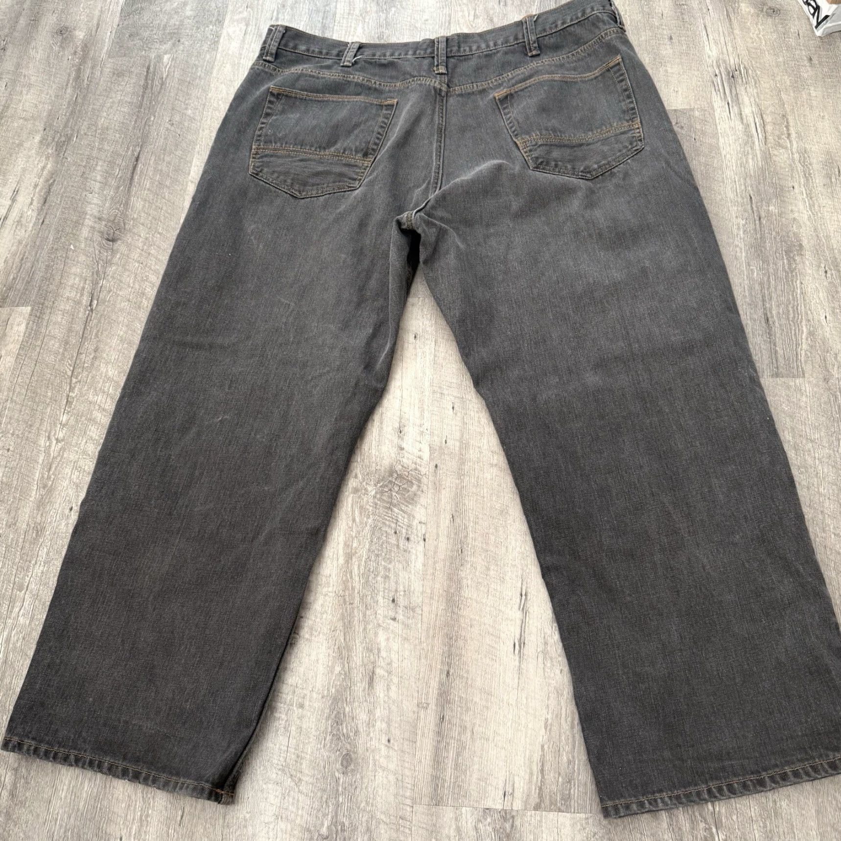 Vintage Foundry Jeans Mens 44x29 Black Gray Denim Straight Leg Cotton Relaxed 5-Pocket Zip Button Size US 44 / EU 60 - 3 Thumbnail