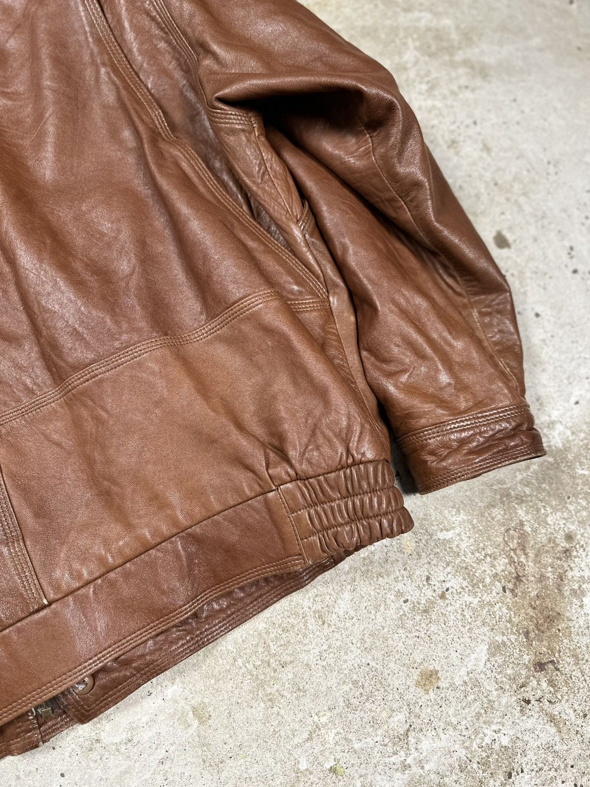 Vintage Vintage 90s Brown Utility Leather Bomber Jacket Boxy archive Size US XXL / EU 58 / 5 - 7 Thumbnail