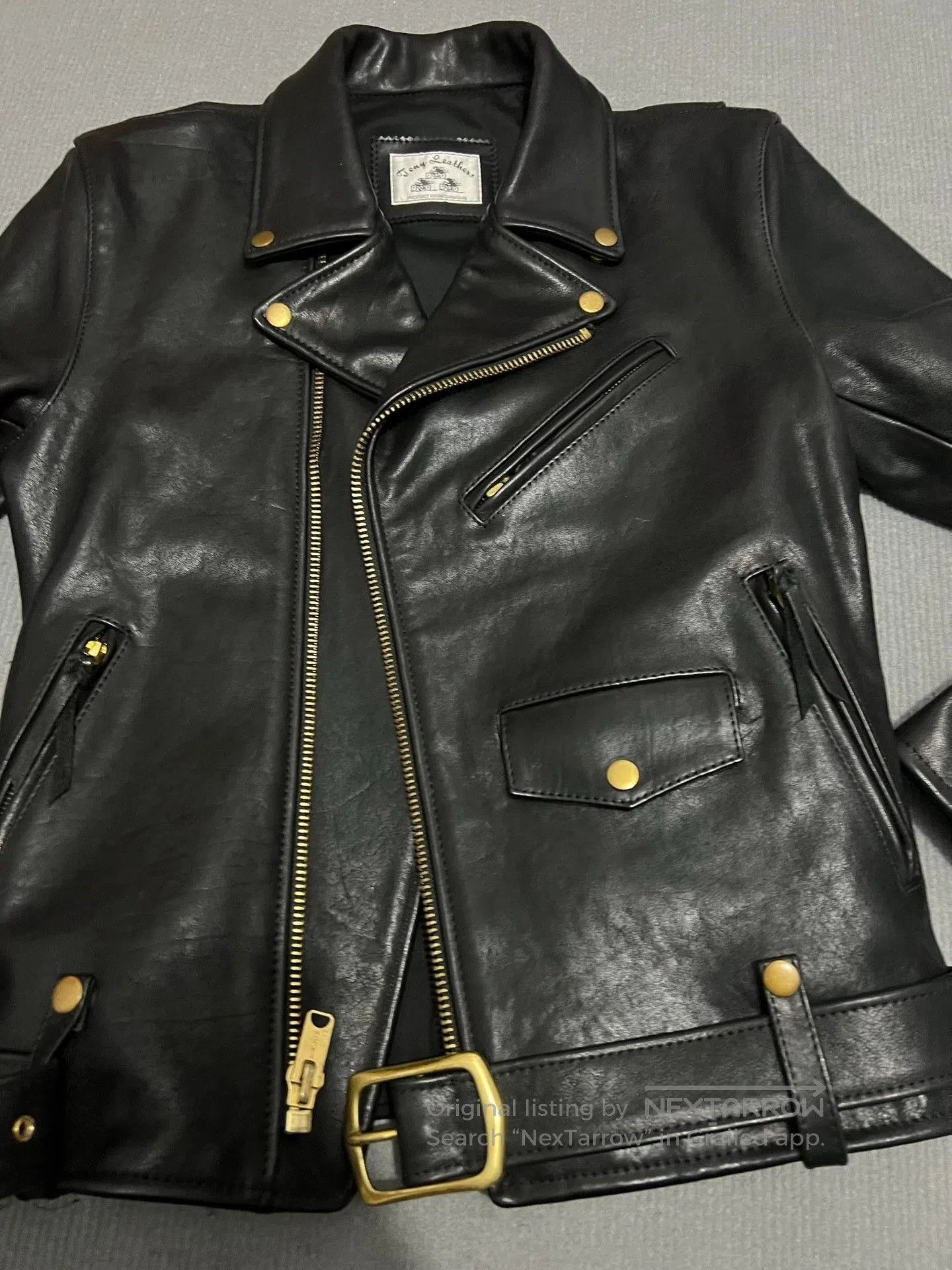 Freewheelers Custom Cowhide Leather Biker Jacket. Size US L / EU 52-54 / 3 - 8 Thumbnail