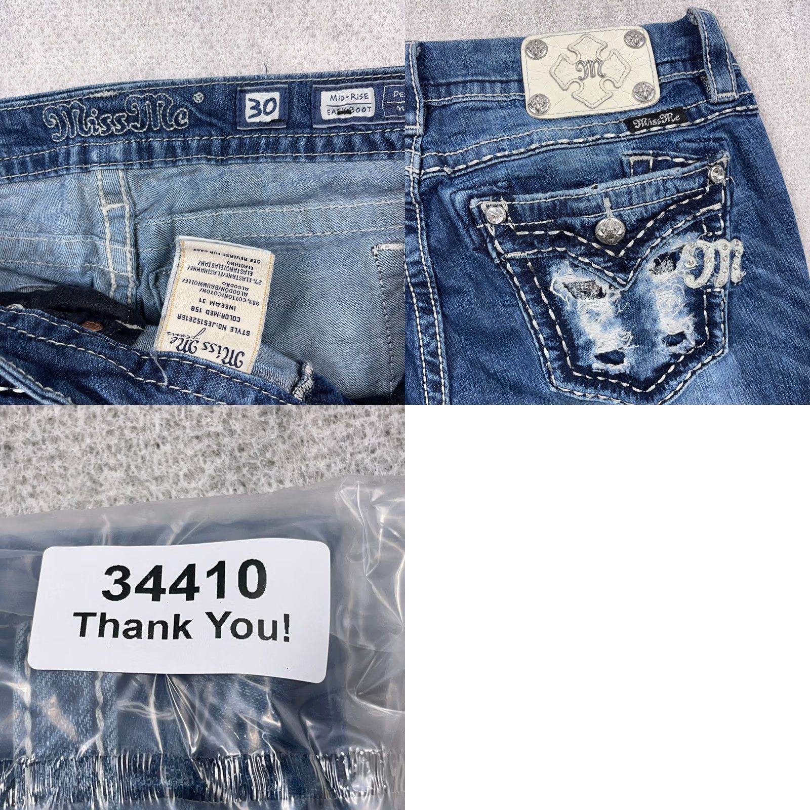 Miss Me Miss Me Women Jeans Bootcut Blue Medium Wash Embellished 30 Size 30" / US 8 / IT 44 - 9 Thumbnail