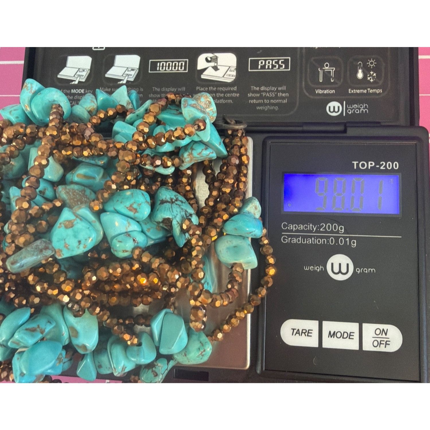 Other Vintage 3 Strand Bronze Tone Turquoise Bead Necklace Layer 3 Size ONE SIZE - 4 Thumbnail