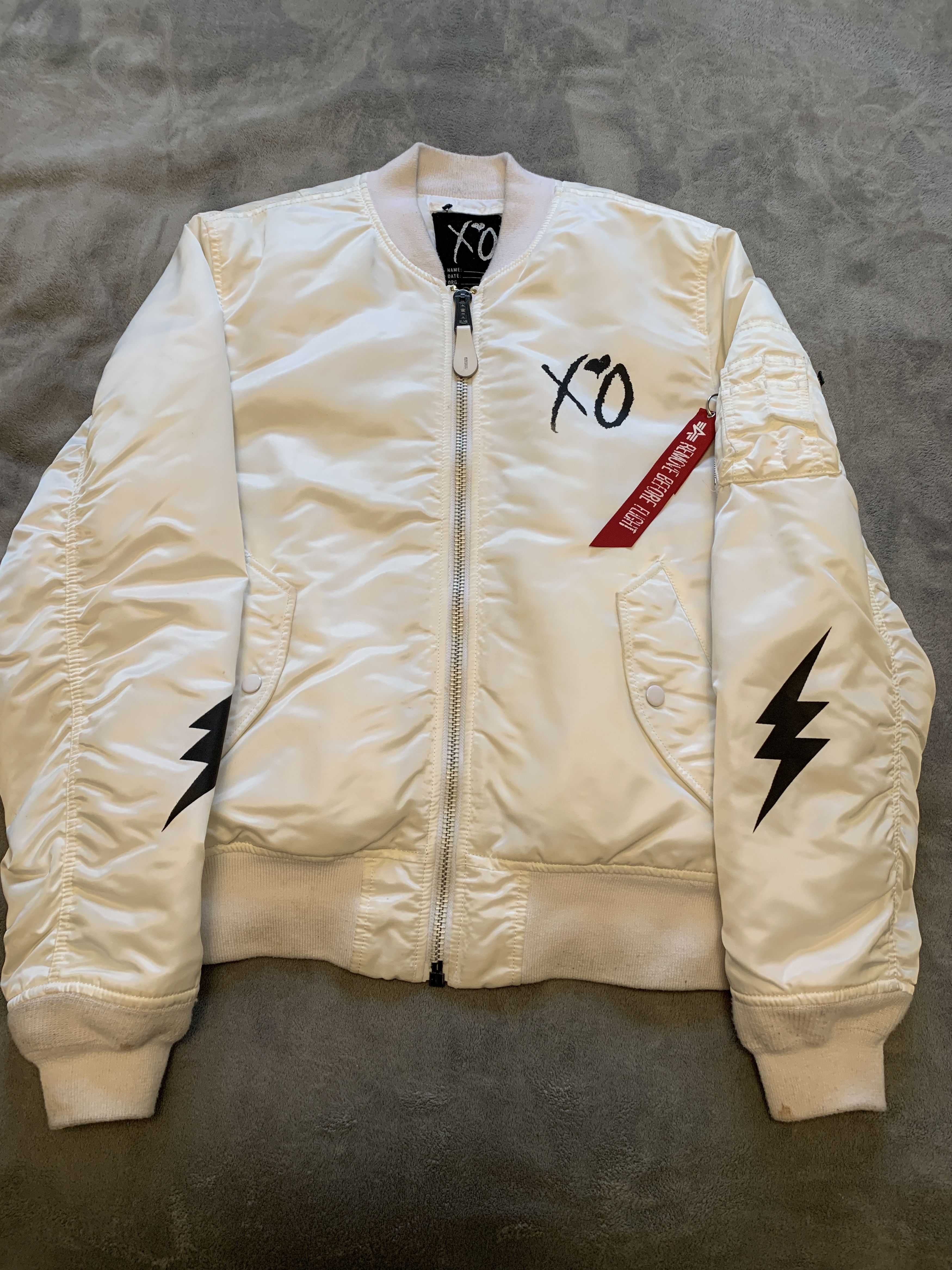 image of Alpha Industries Starboy Bomber Jacket in White, Men's (Size Large)